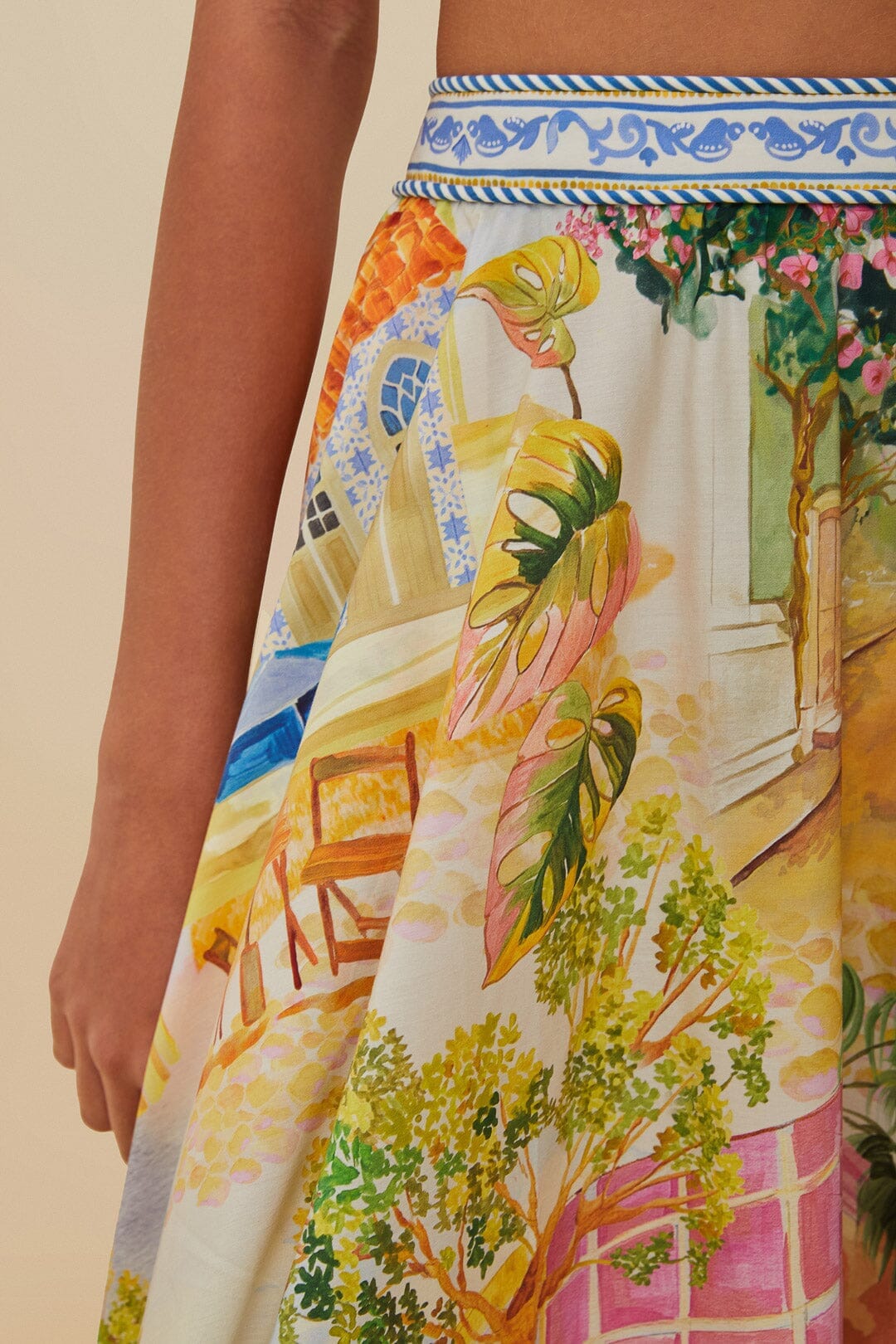 Jupe midi multicolore en coton biologique Aracati