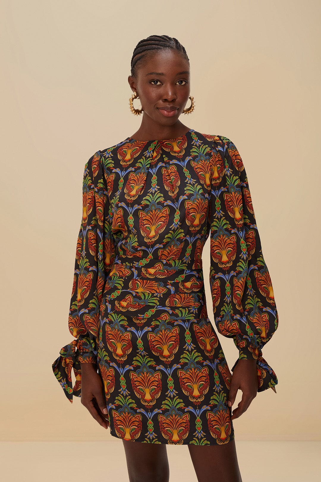 Robe courte en viscose LENZING™ ECOVERO™ Black Boho Panther