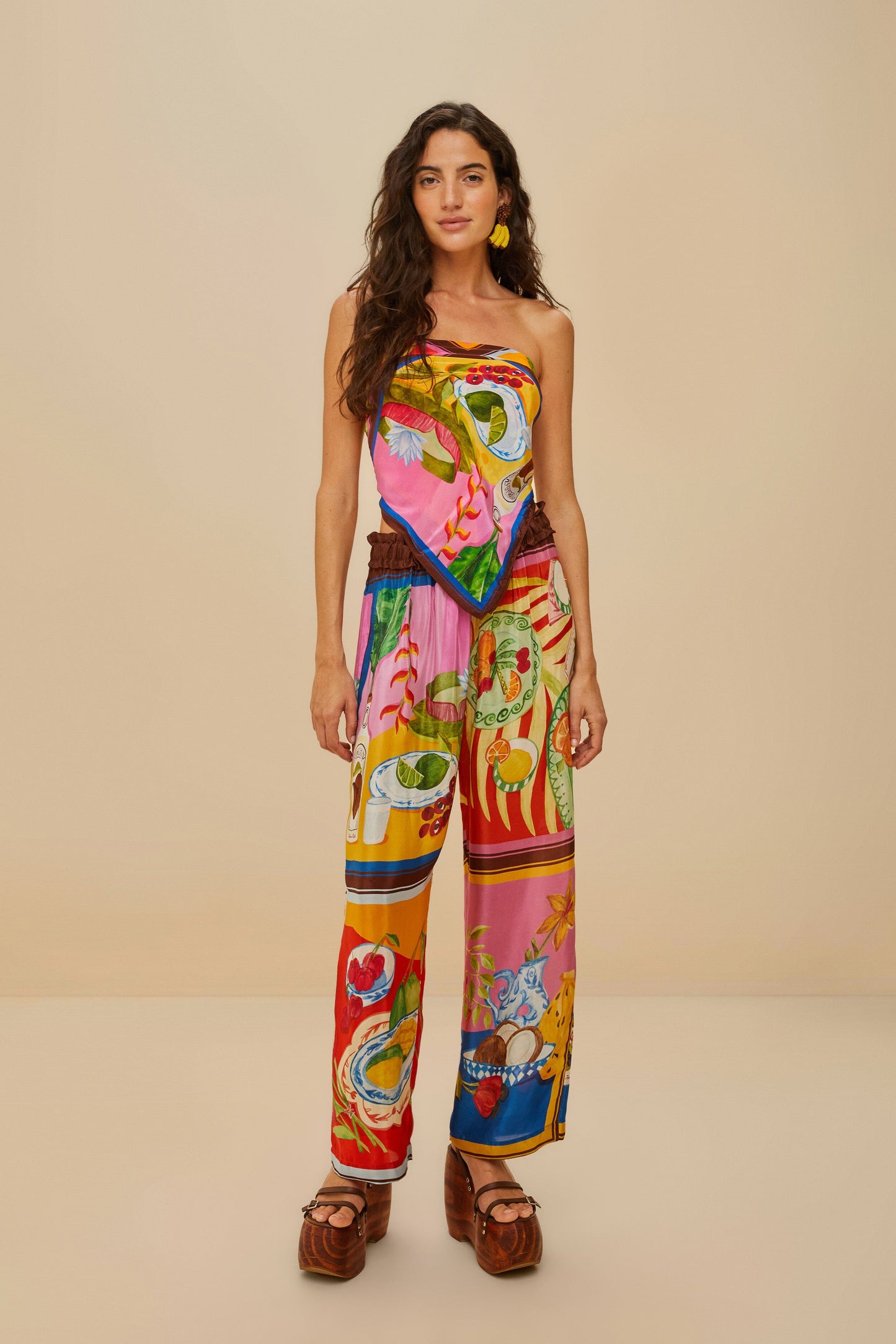 Multicolor Summer Picnic Low Waist Pants