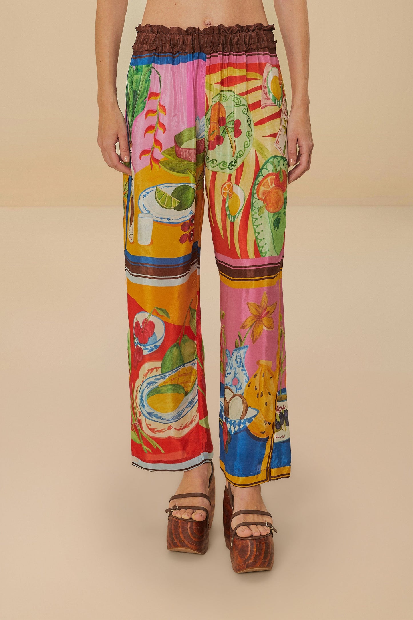 Multicolor Summer Picnic Low Waist Pants