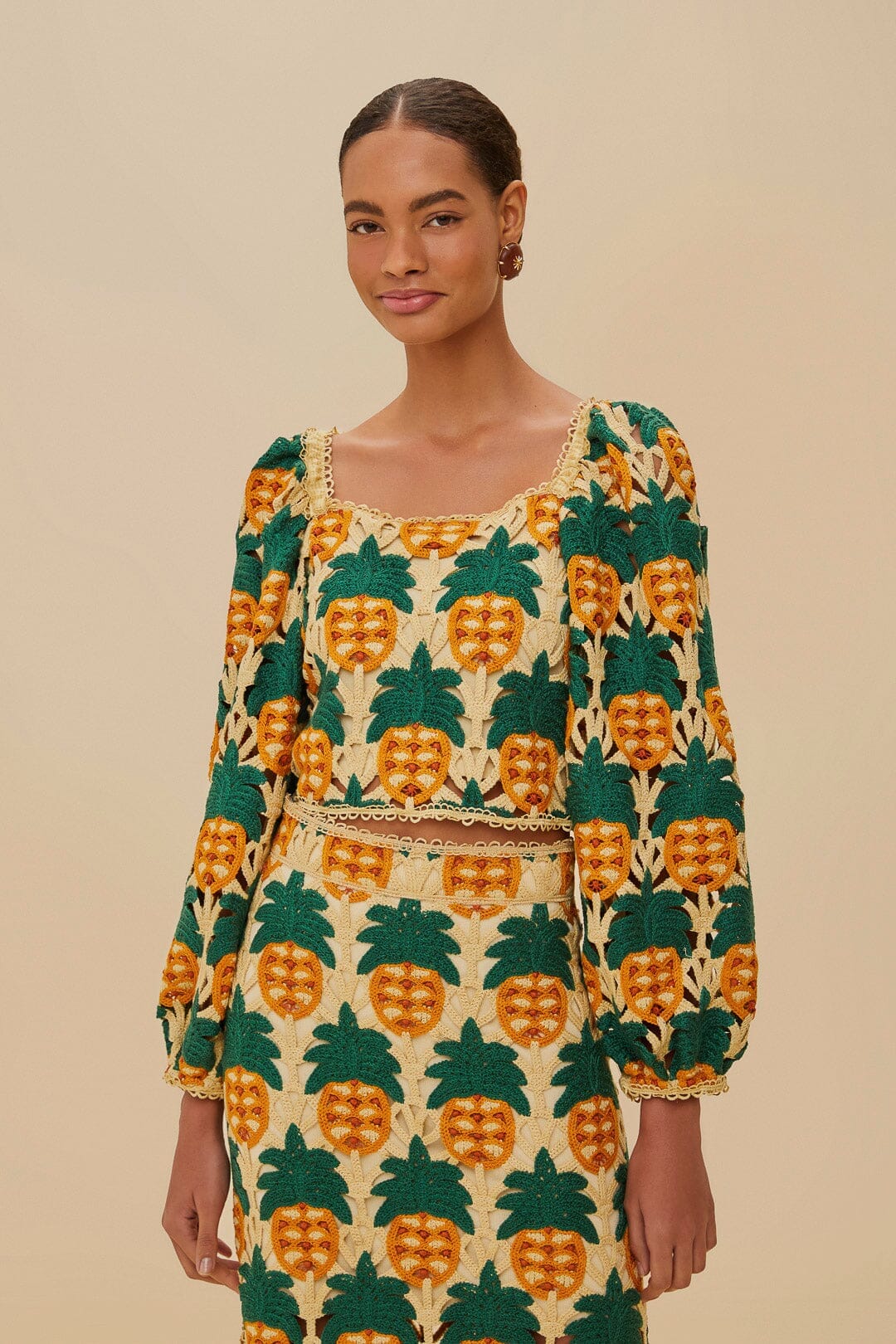 Sand Pineapple Crochet Top