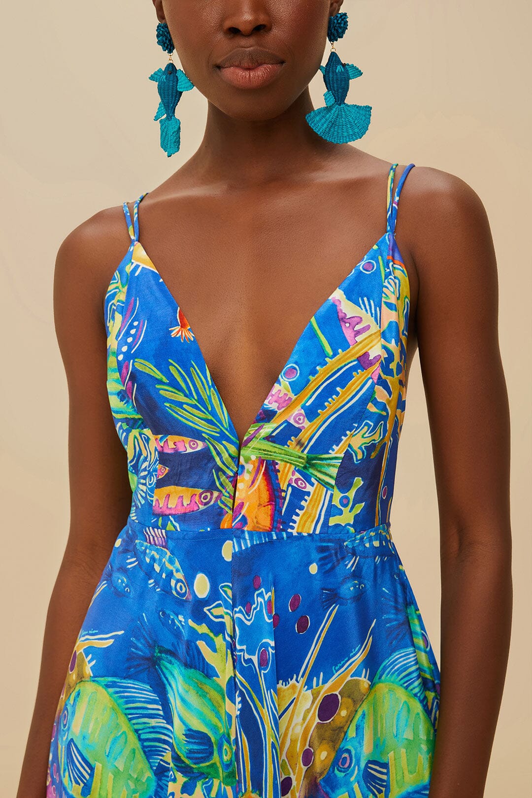farm rio blue lace sleeveless maxi dress Farm Rio Blue Lace Sleeveless Maxi Dress