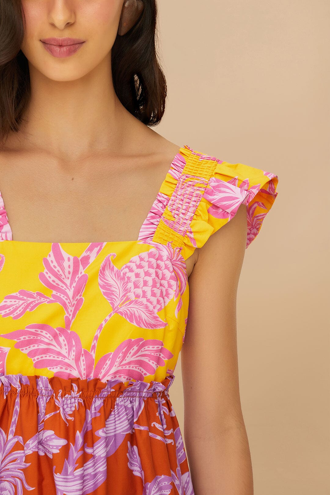 mixed tropical swing sleeveless midi dress Tropical Swing Green Midi Dress