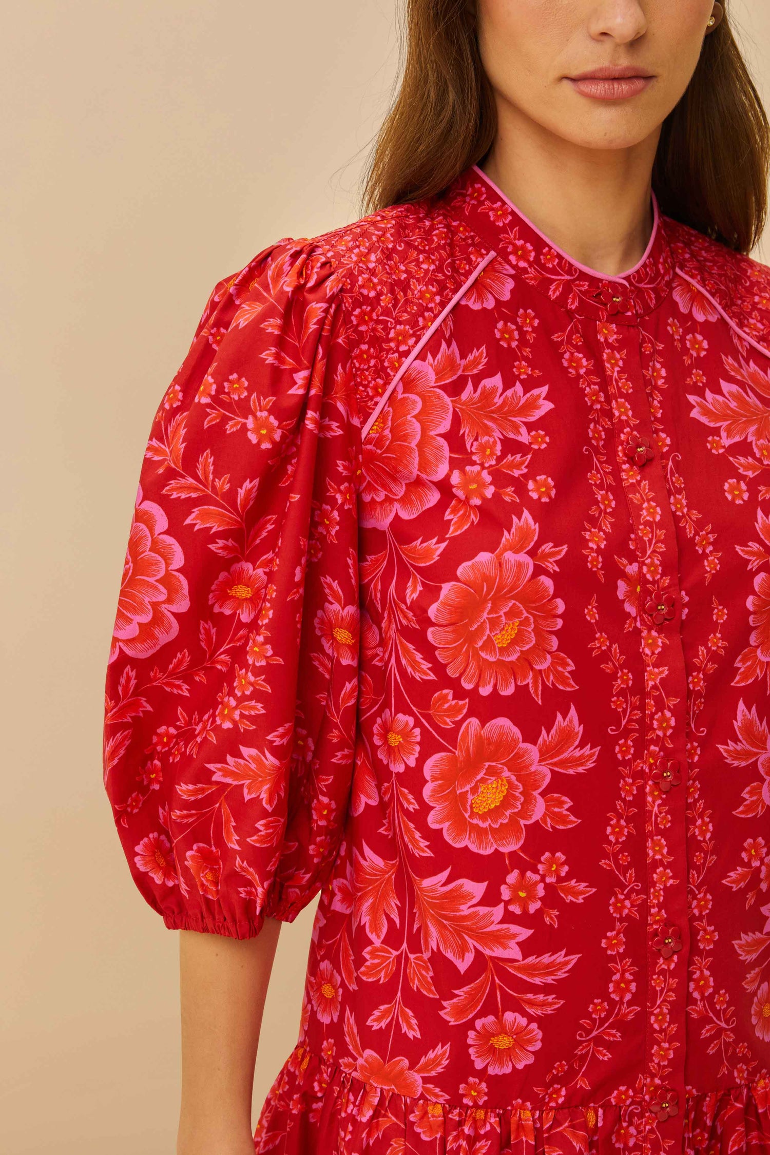 farm rio red olivia dress Farm Rio Olivia Printed Cotton Maxi Dress - Olivia Red