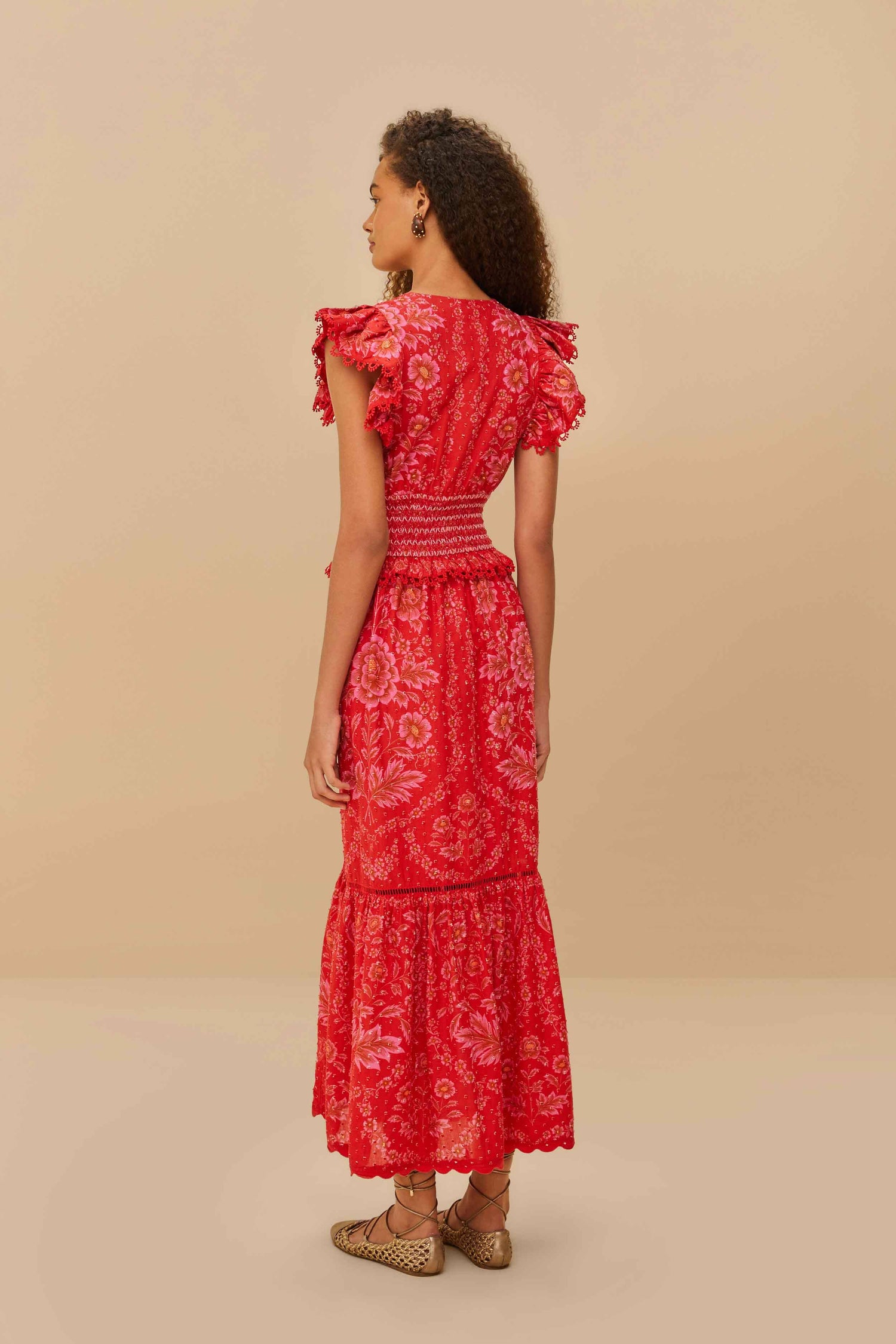 Red Olivia Lace Maxi Dress FARM Rio Red Olivia Lace Maxi Dress FARM Rio