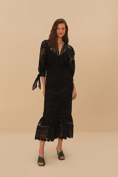 Black Morada Boa Guipure Maxi Dress – FARM Rio