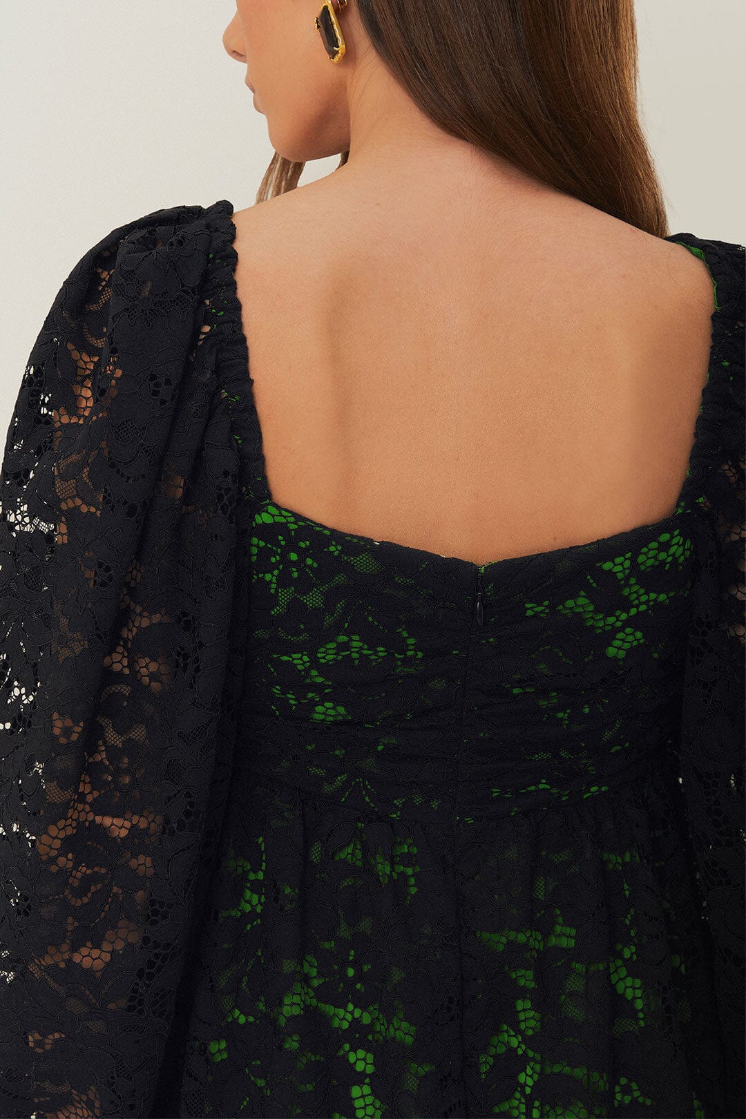 Black Lace Long Sleeve Midi Dress