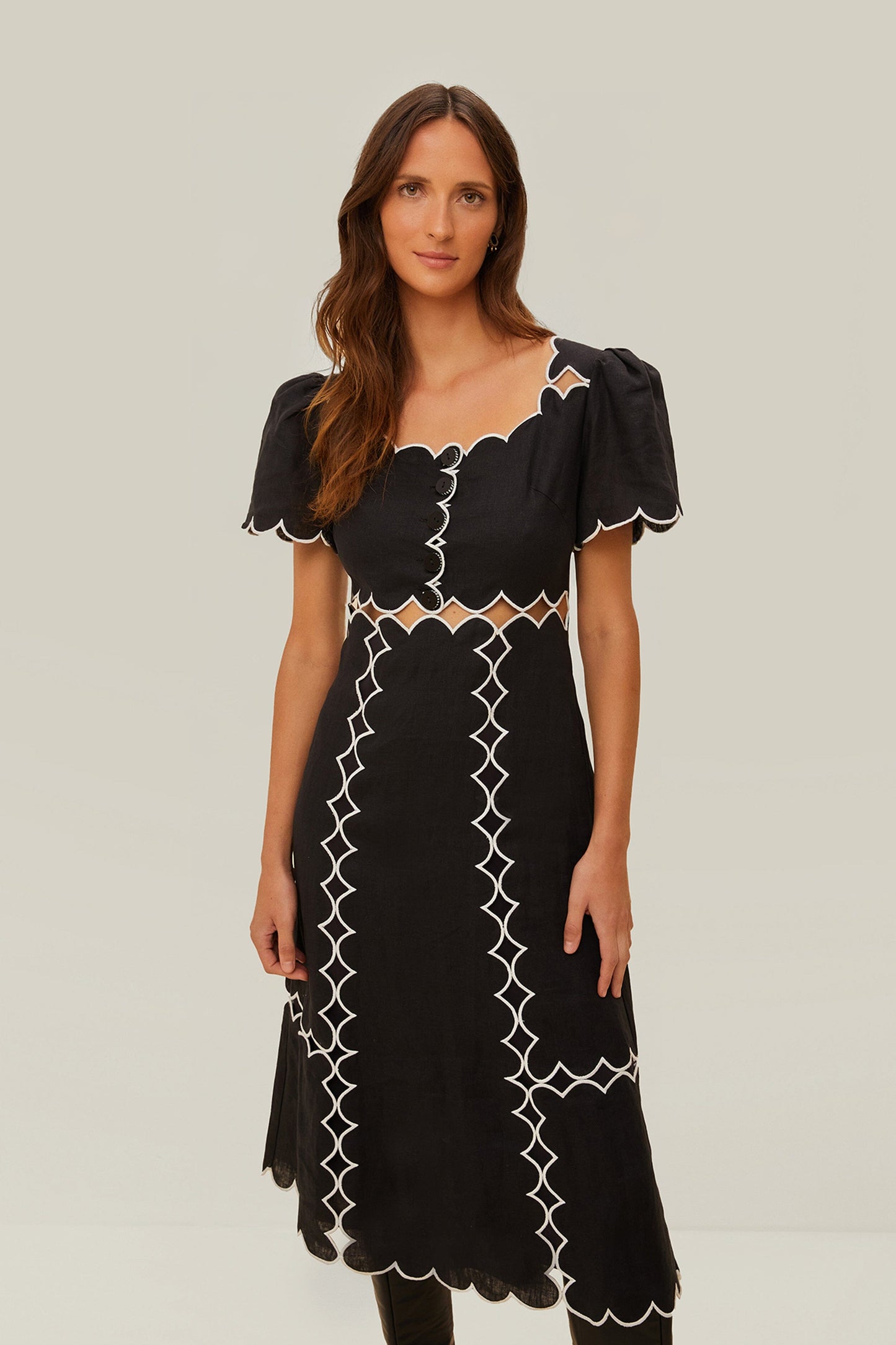 Black Short Sleeve LENZING ECOVERO Euroflax Maxi Dress FARM Rio Black Short Sleeve LENZING ECOVERO Euroflax Maxi Dress FARM Rio
