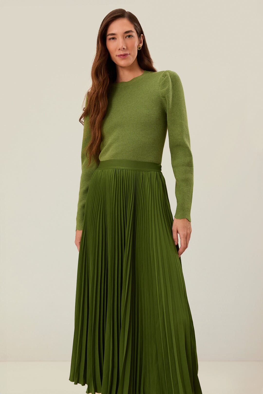 Green Pleated Maxi Skirt – FARM Rio - Main Image