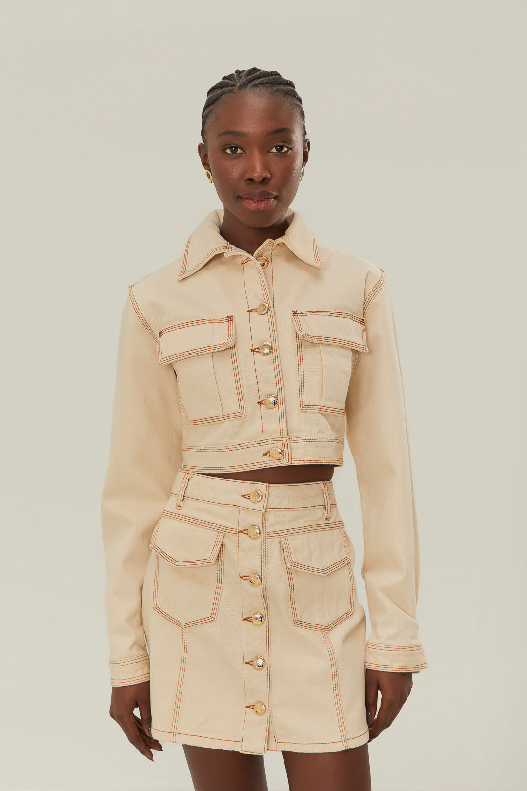 Off-White Gabardine Cropped Jacket