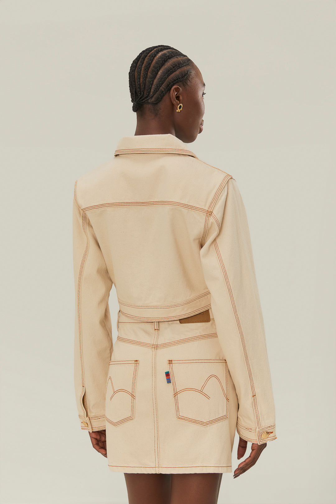 Off-White Gabardine Cropped Jacket