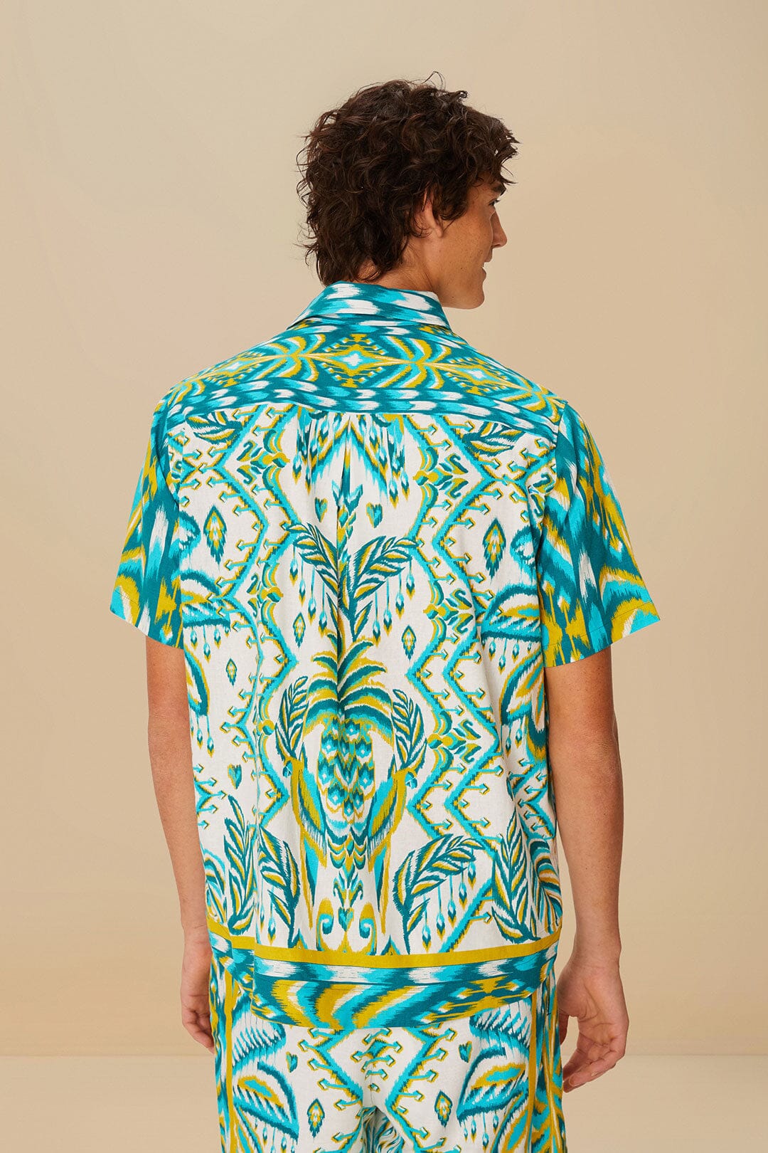 Chemise LENZING™ ECOVERO™ Euroflax™ à motif tapisserie tropicale sable