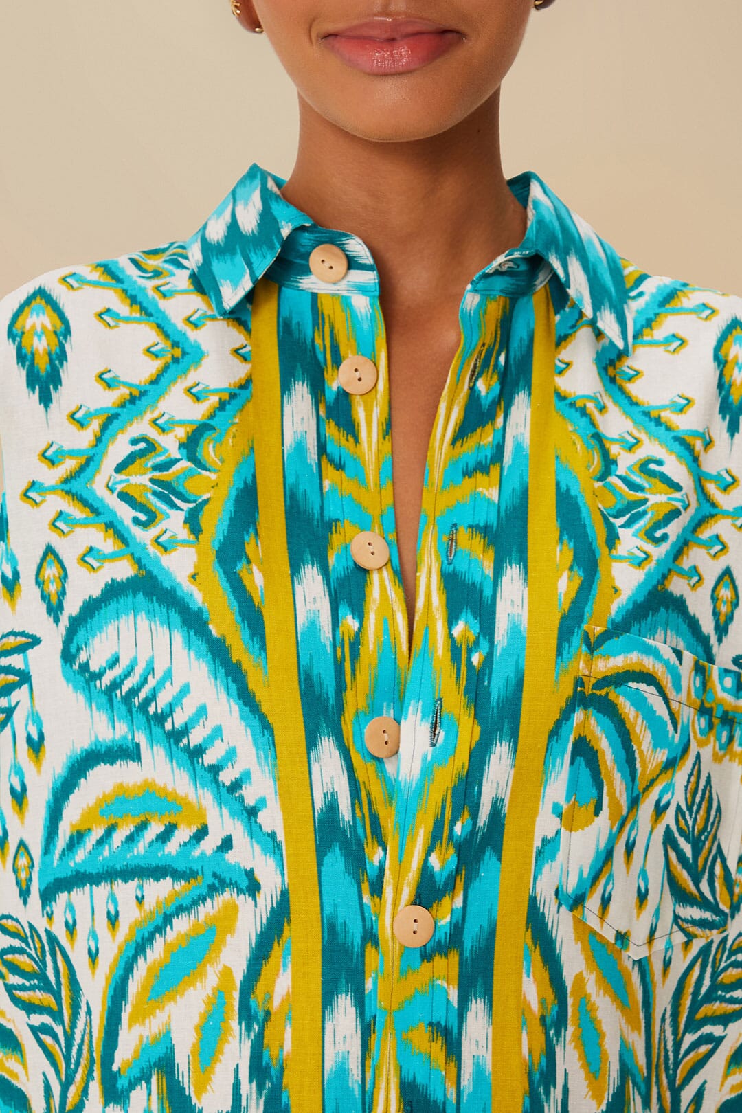 Chemise LENZING™ ECOVERO™ Euroflax™ à motif tapisserie tropicale sable