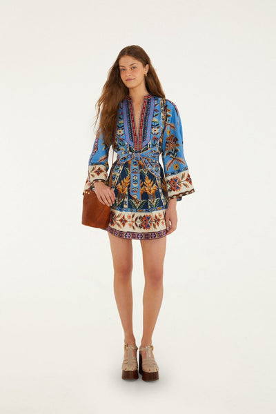 blue superbloom tapestry organic cotton mini dress Embroidered Size:3-6 months The delicate strappy neckline 26ML Women's Hoodie Dress -