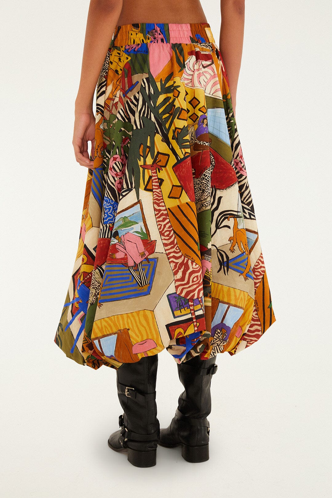Multicolor Tropical Balloon Midi Skirt