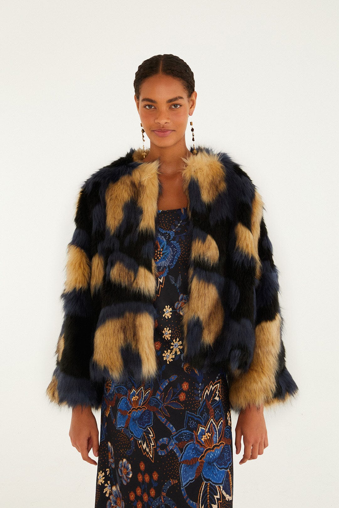Multicolor Faux Fur Coat