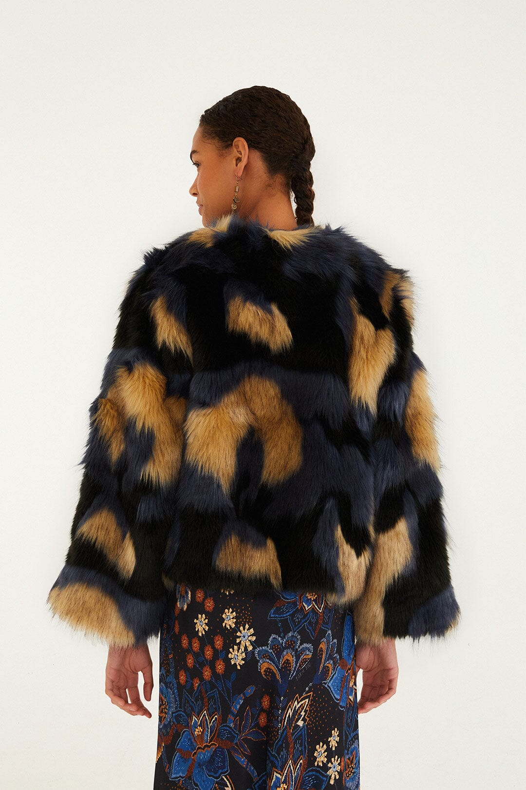 Multicolor Faux Fur Coat