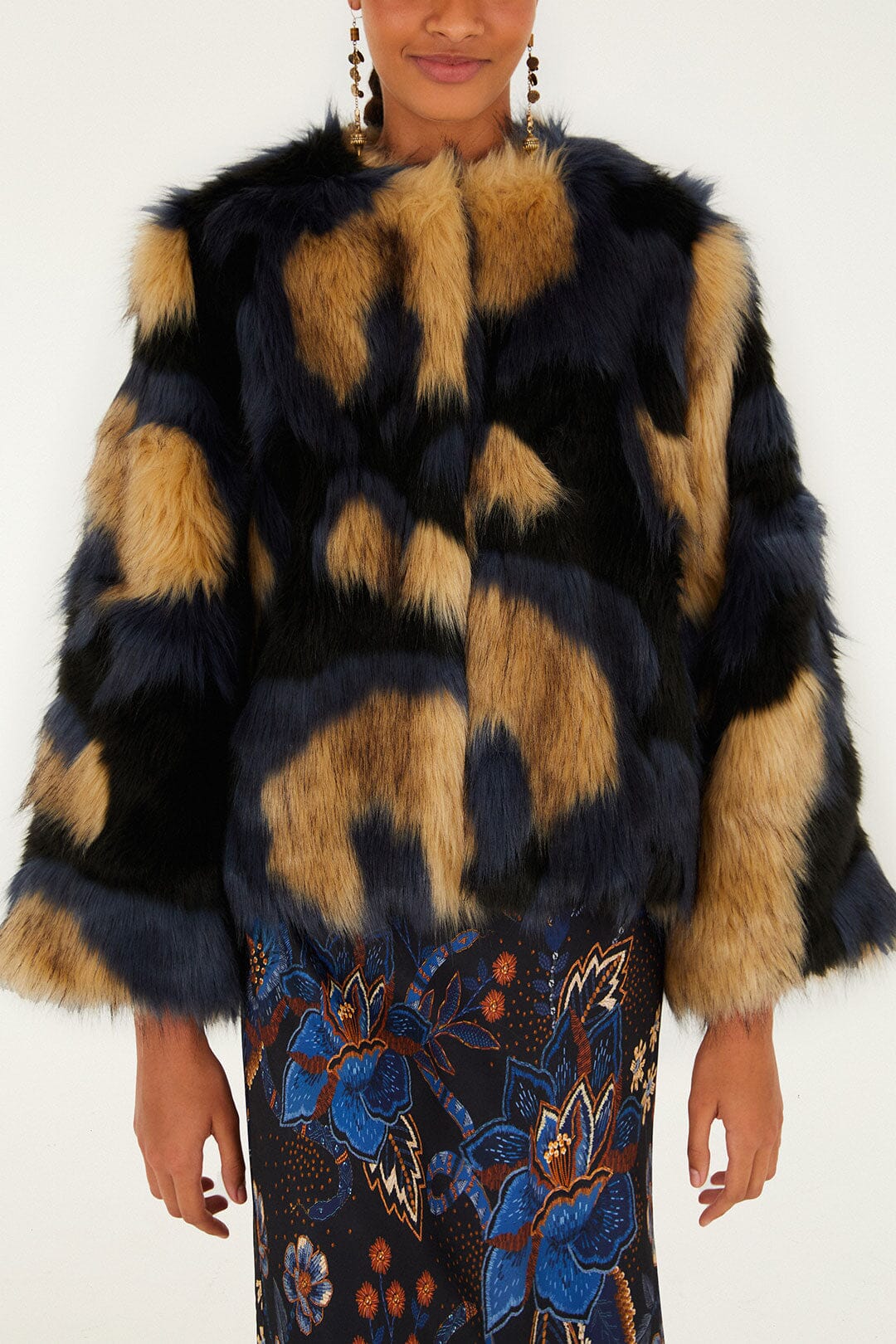 Multicolor Faux Fur Coat