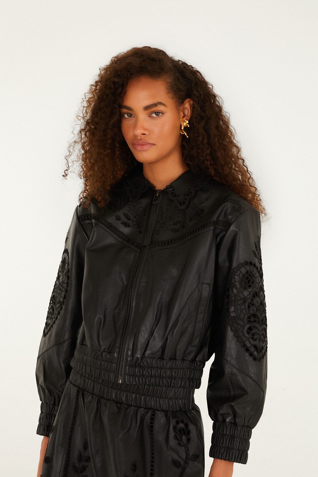 Veste en cuir Richelieu Heart noire