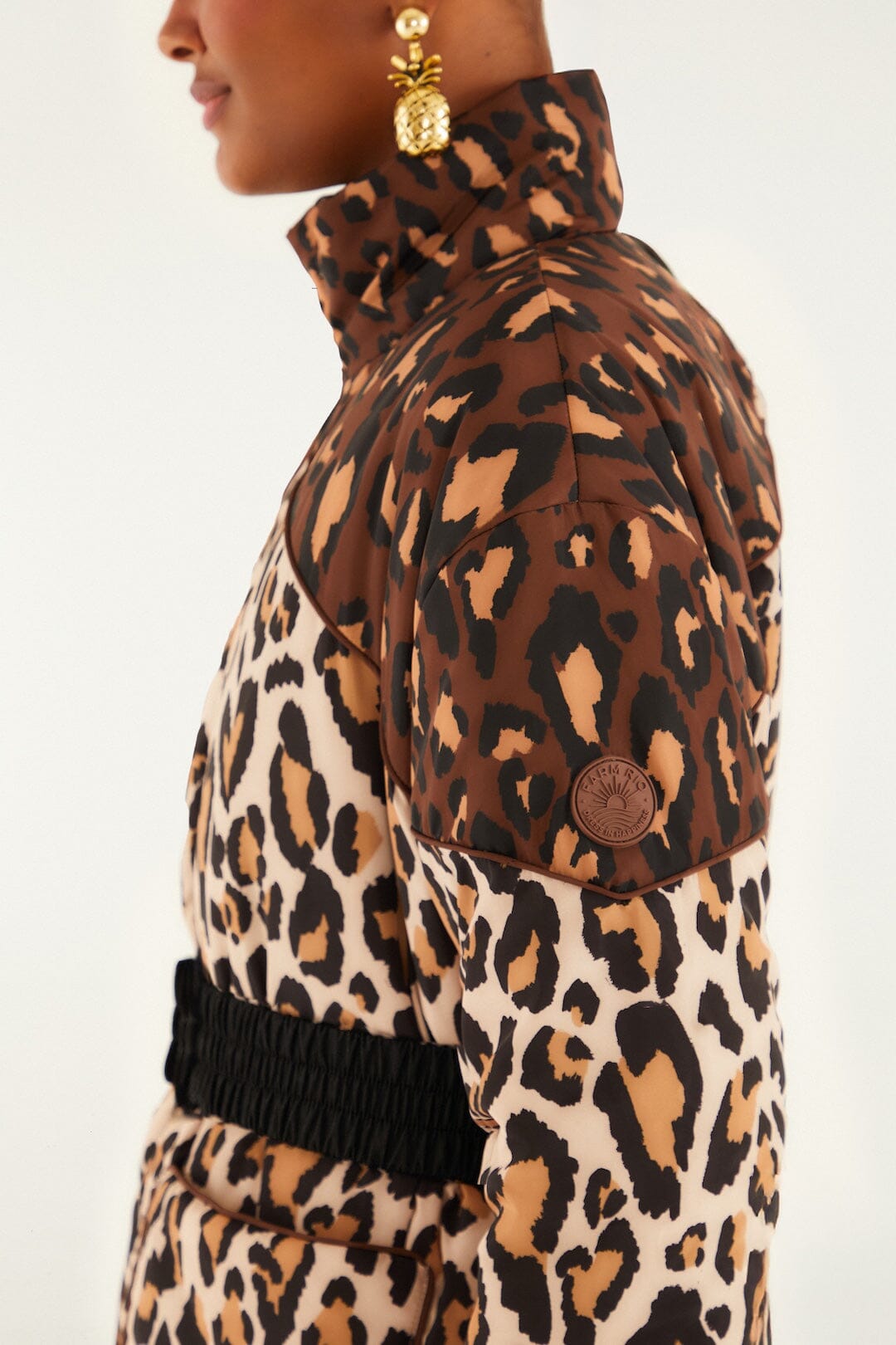 Black Marvelous Garden Puffer Jacket | FARM Rio