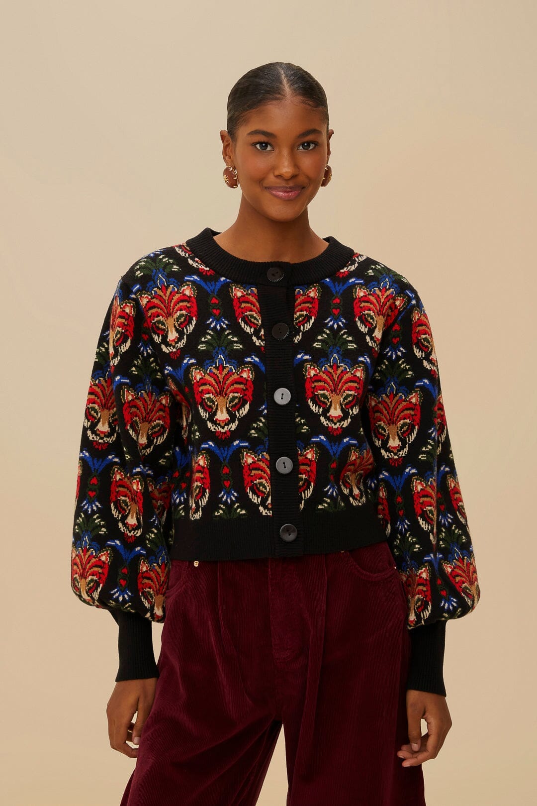 CARDIGAN NOIR PANTHÈRE BOHO