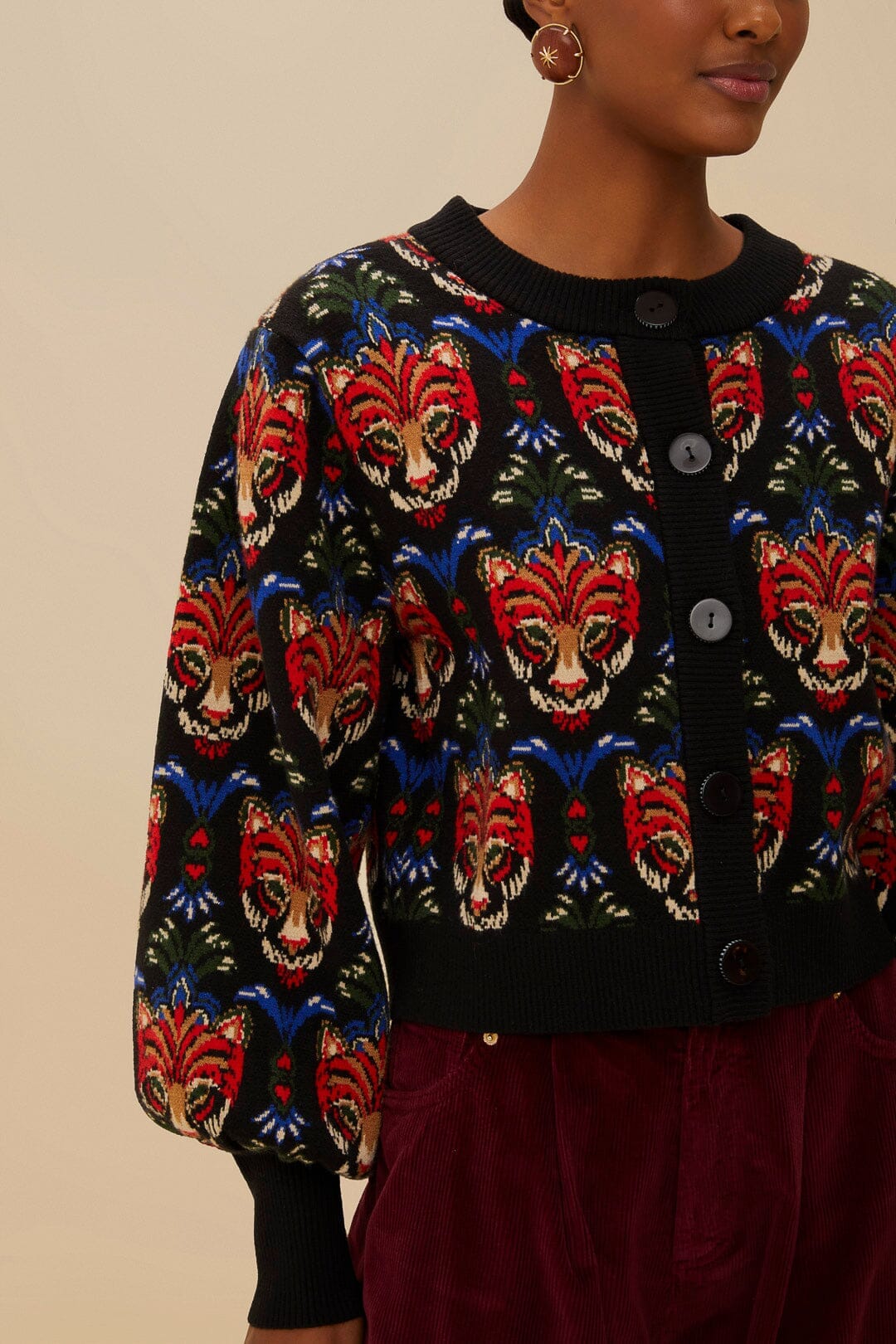 CARDIGAN NOIR PANTHÈRE BOHO