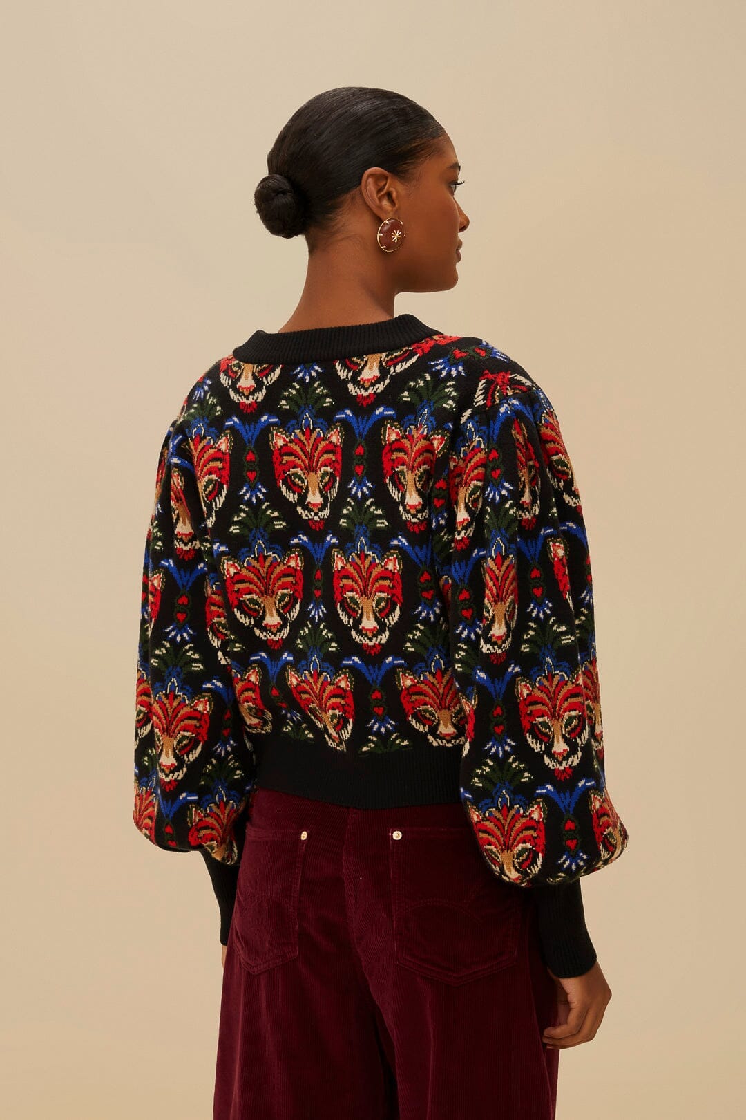 CARDIGAN NOIR PANTHÈRE BOHO