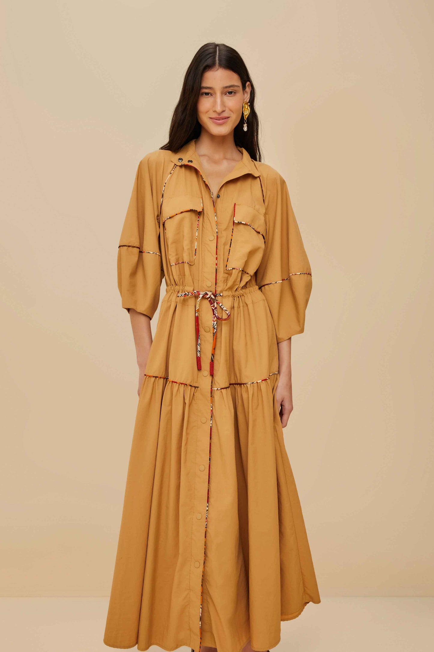 ROBE MIDI CARAMEL CHEMISE