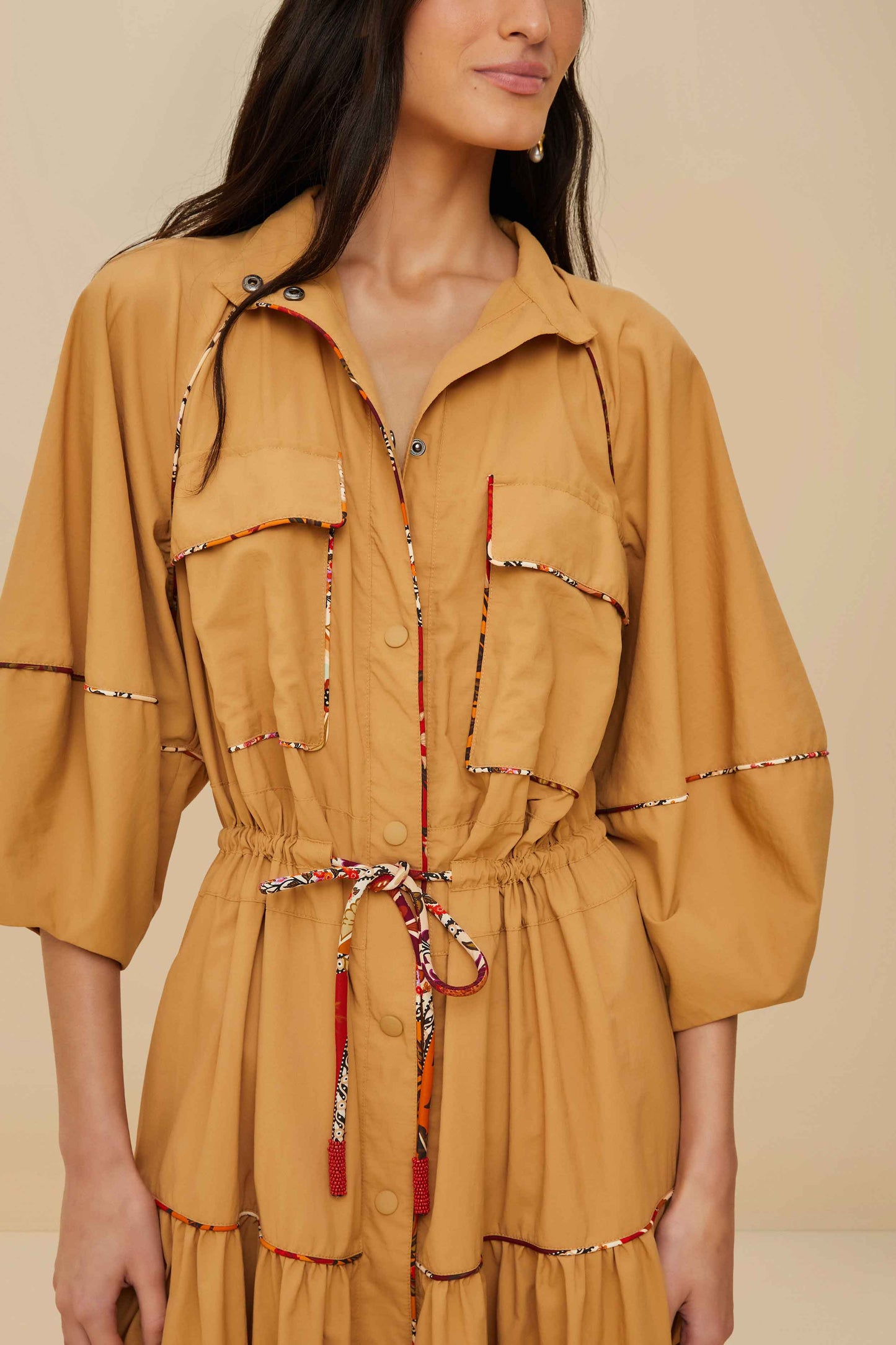 ROBE MIDI CARAMEL CHEMISE