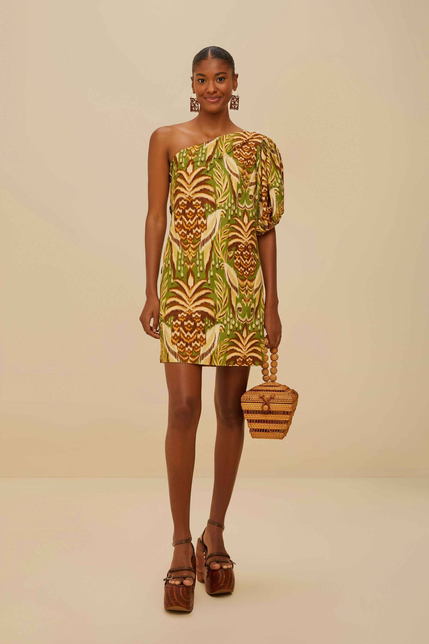 farm rio green tapestry dress Farm Rio Delicate Tapestry Linen Midi-Dress