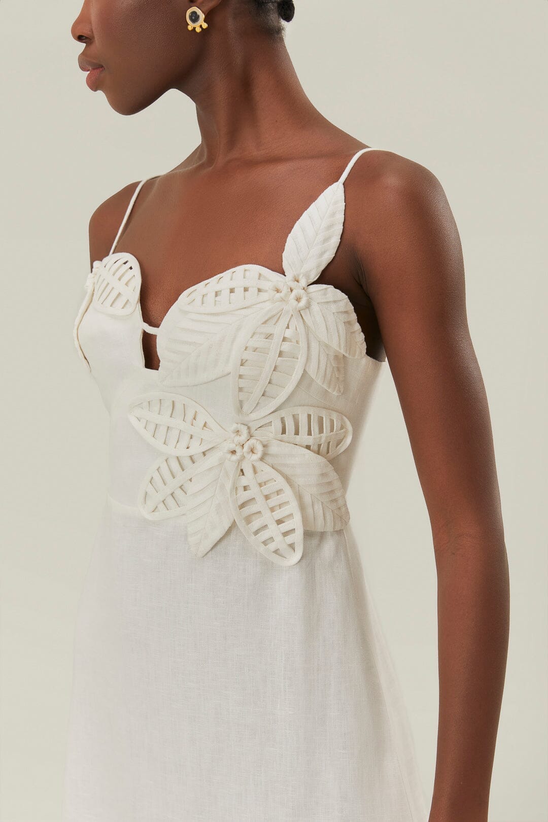 White 3D Flower Bodice Mini Dress FARM Rio White 3D Flower Bodice Mini Dress FARM Rio
