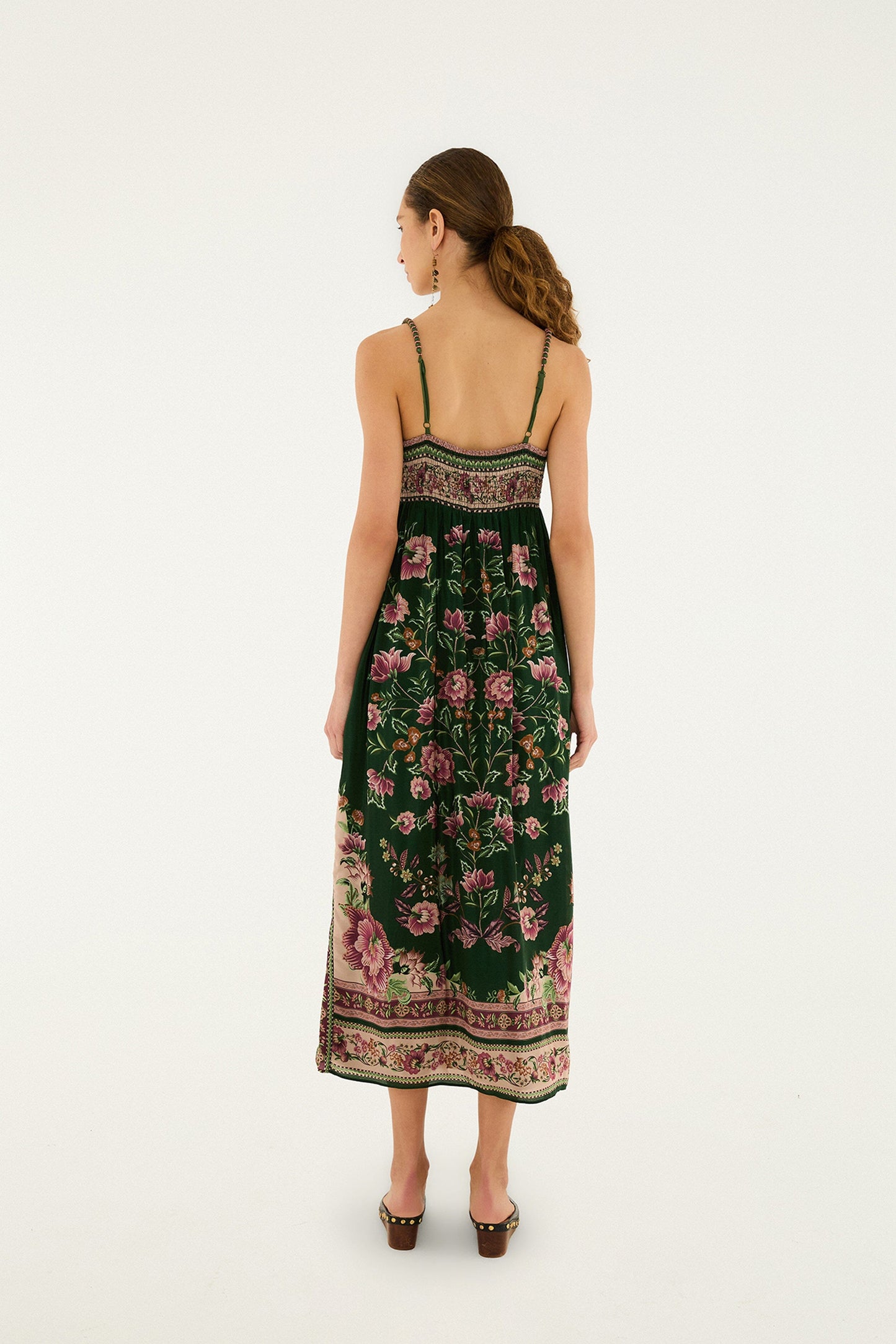 Green Flowering Garden Tree Sleveeless Midi Dress