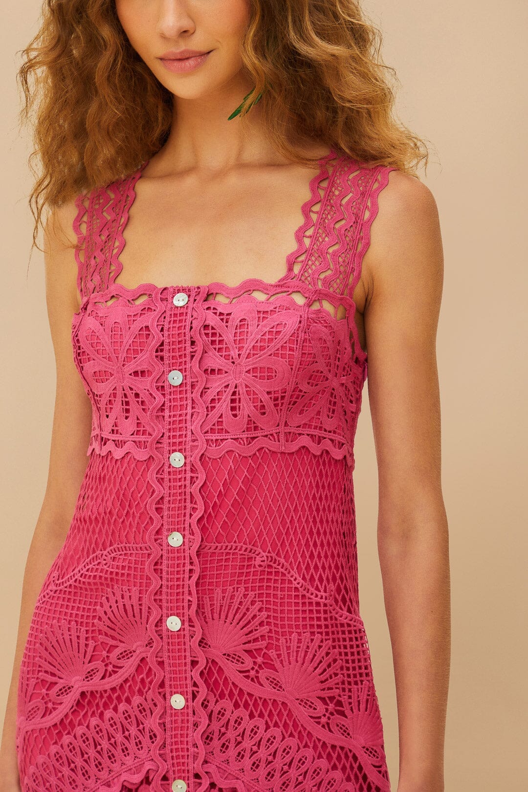 pink nautical guipure maxi dress Farm Rio Pink Nautical Guipure Maxi Dress (M SIZE) NEW!