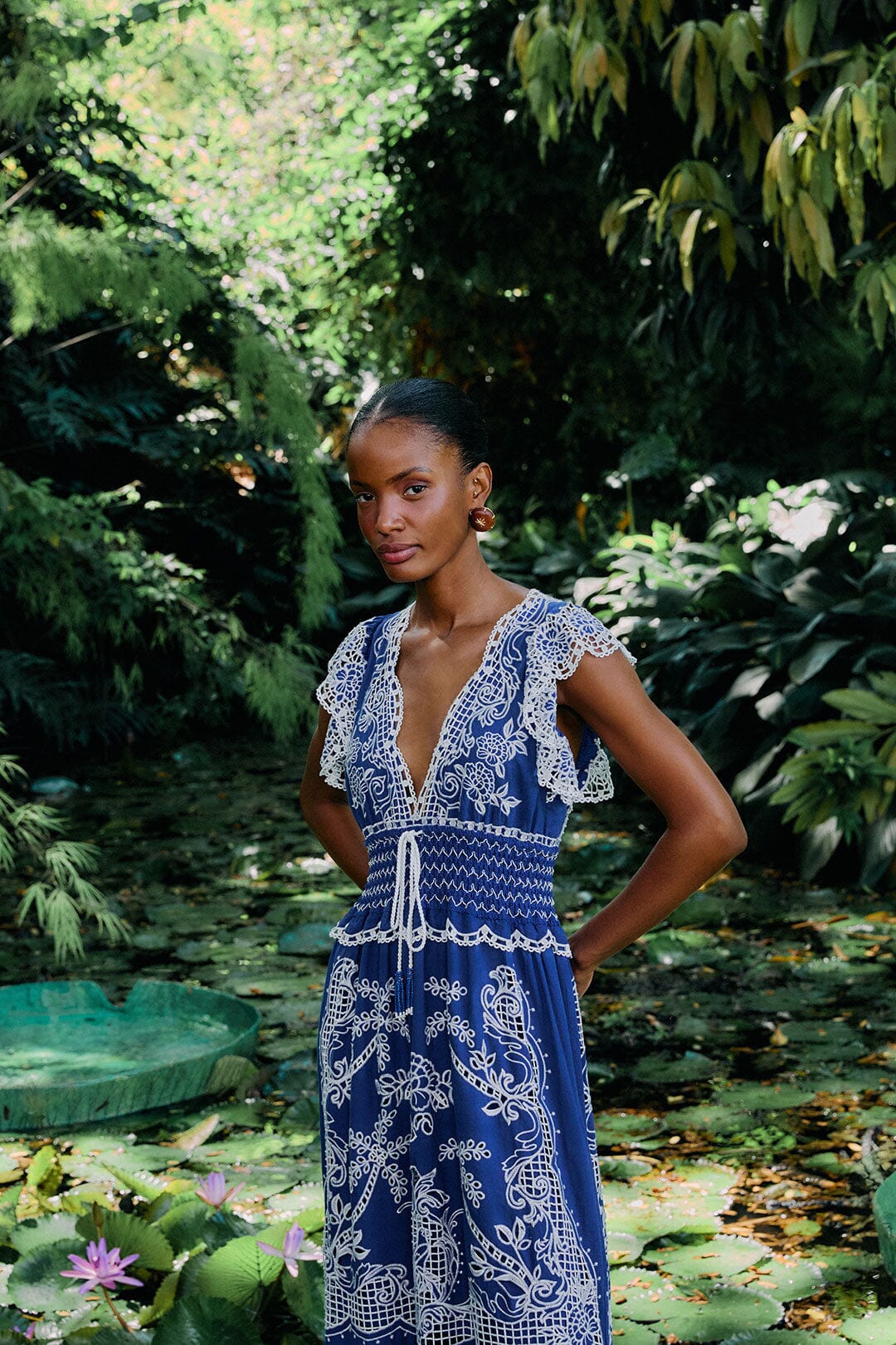 Blue Romantic Richelieu LENZING ECOVERO Euroflax Maxi Dress FARM Rio Blue Romantic Richelieu LENZING ECOVERO Euroflax Maxi Dress FARM Rio