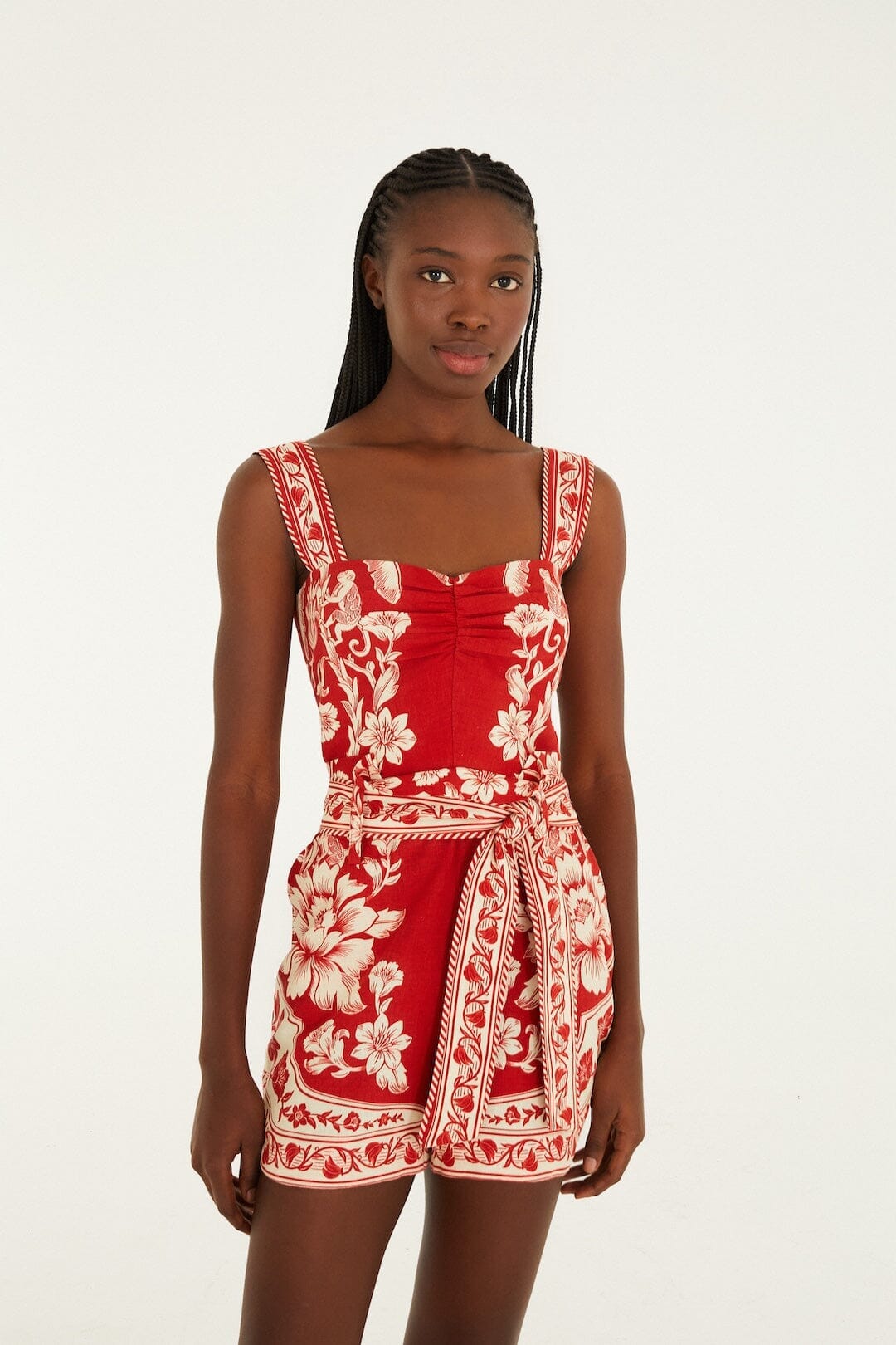 Red Guanacaste Belted Lenzing™ Ecovero™ Euroflax™ Romper