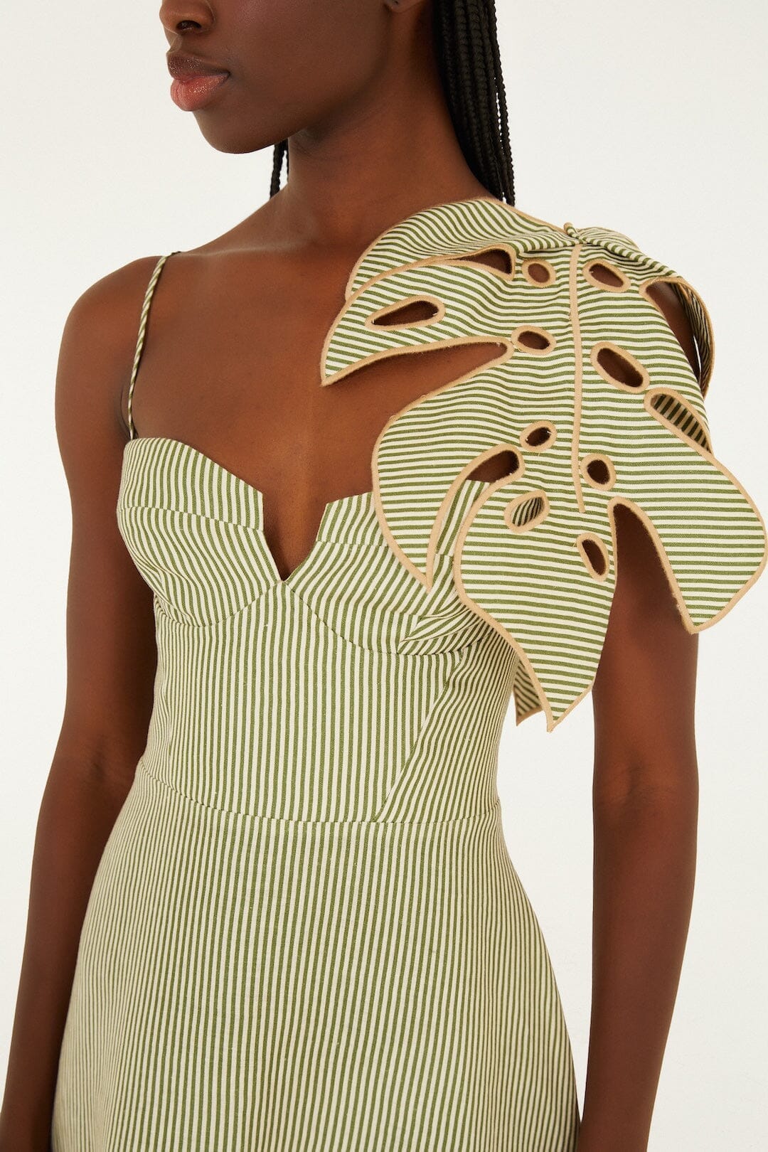 farm rio green monstera embroidery midi dress Green Monstera Embroidery Midi Dress