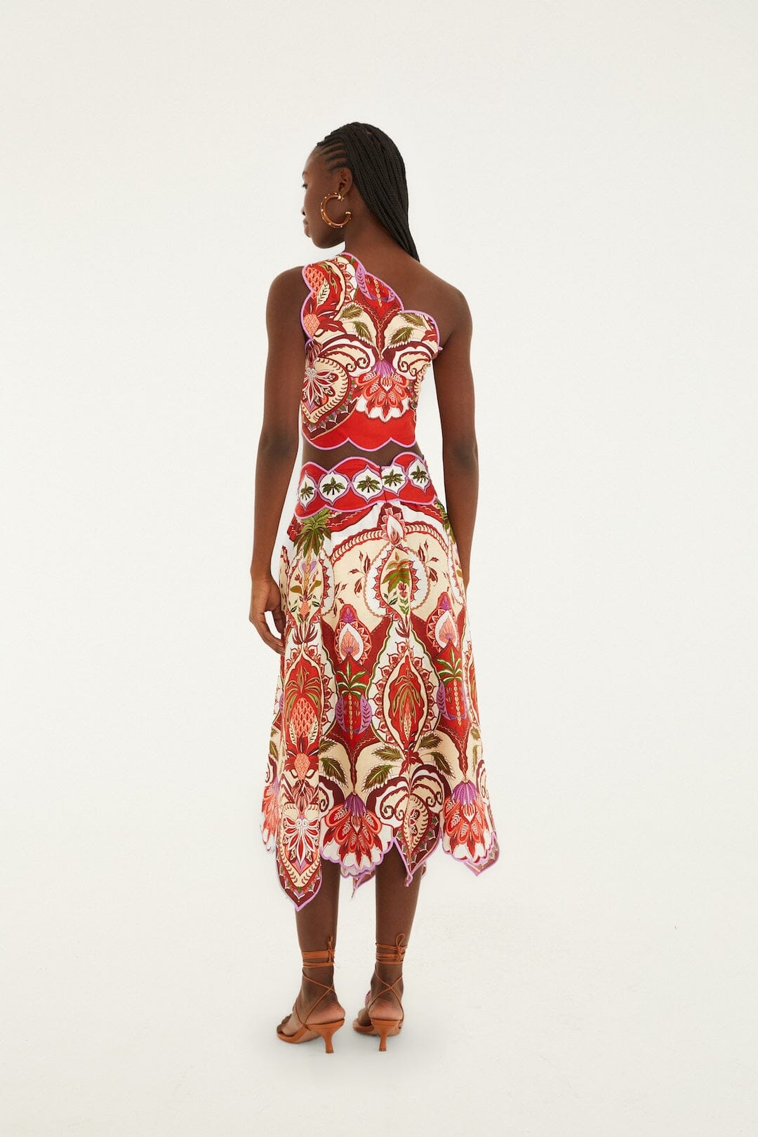 Red Odara Scallops Lenzing™ Ecovero™ Euroflax™ Midi Skirt