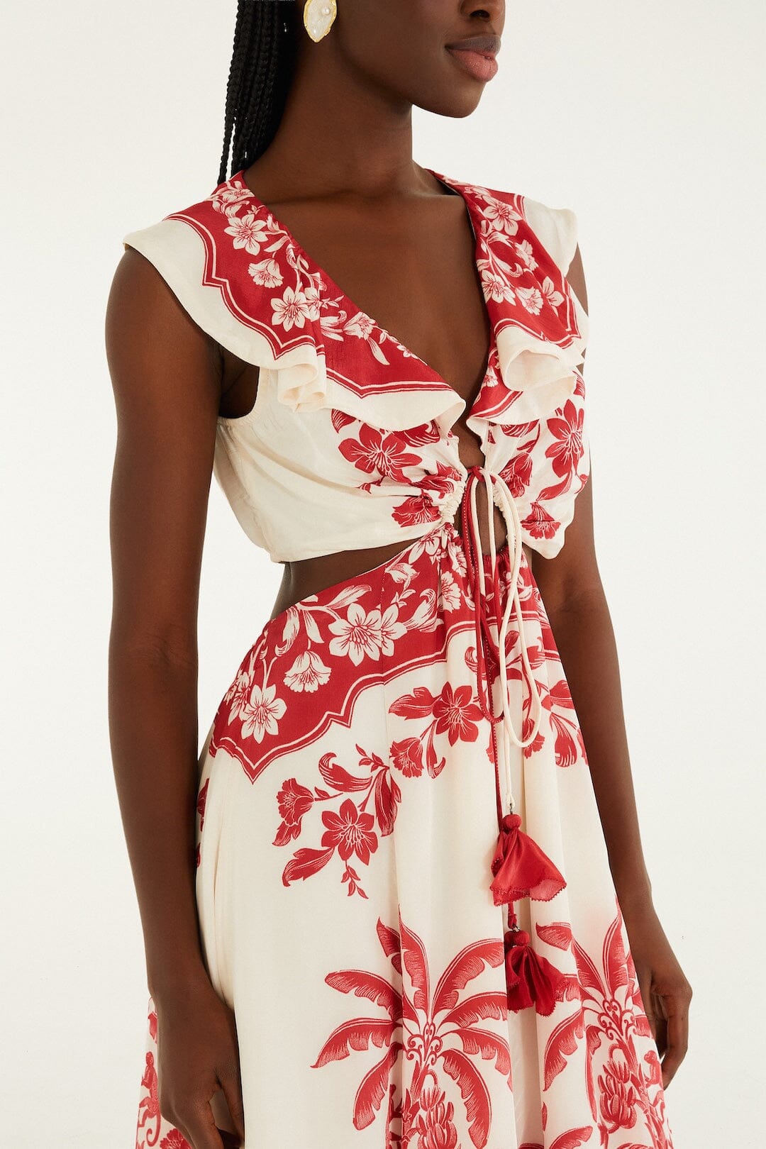 Sand Guanacaste Cut-Out Waist Sleeveless Midi Dress