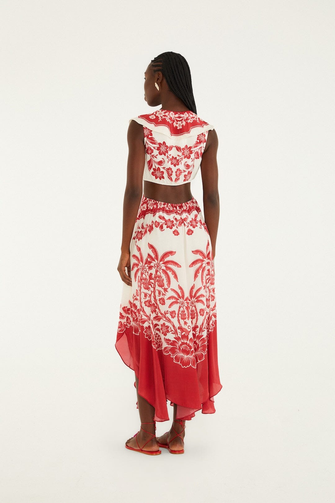 farm rio leopard flowers sand cutout midi dress Farm Rio Sand Leopard Flowers Tiered Halter Cutout Midi Dress