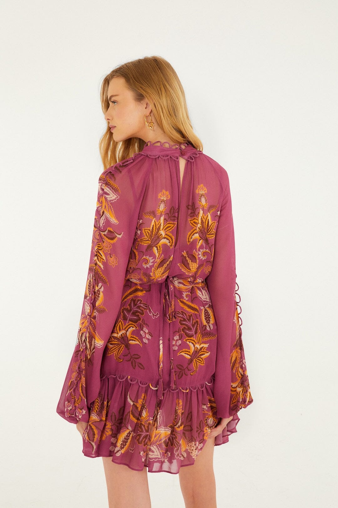 Pink Delicate Chintz Ruffled Mini Dress