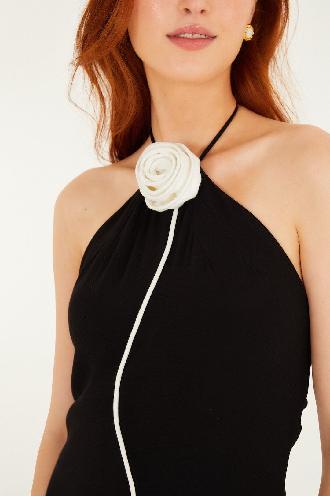 Black And White Flower Sleeveless Mini Dress