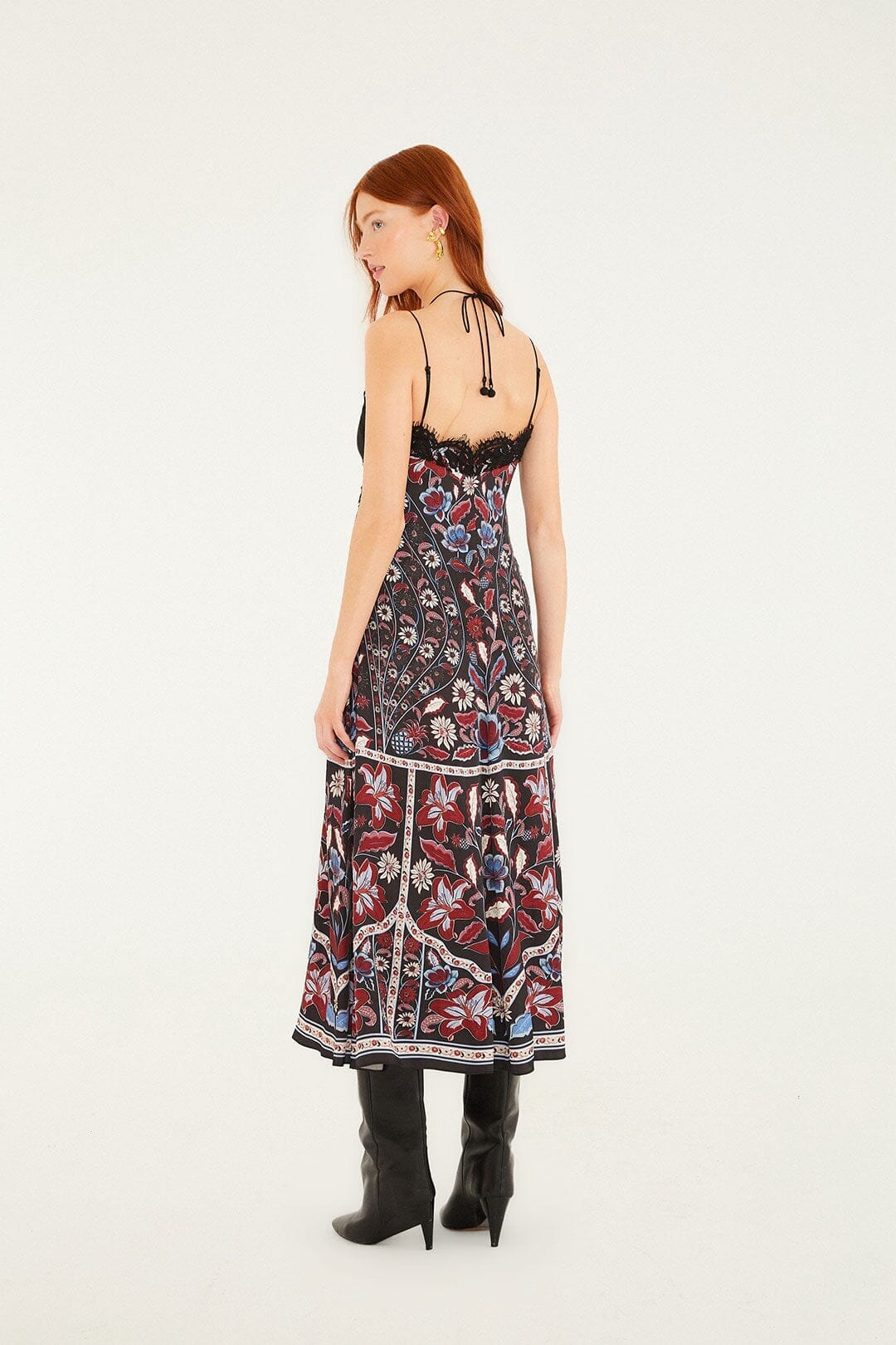 Black Marcelle Lace Lenzing™ Ecovero™ Viscose Slip Midi Dress