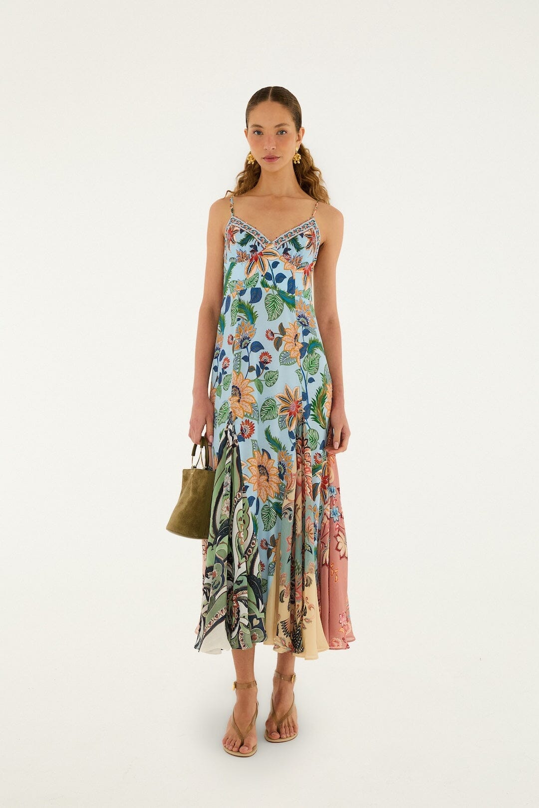 Light Blue Floral Delhi Sleeveless Maxi Dress