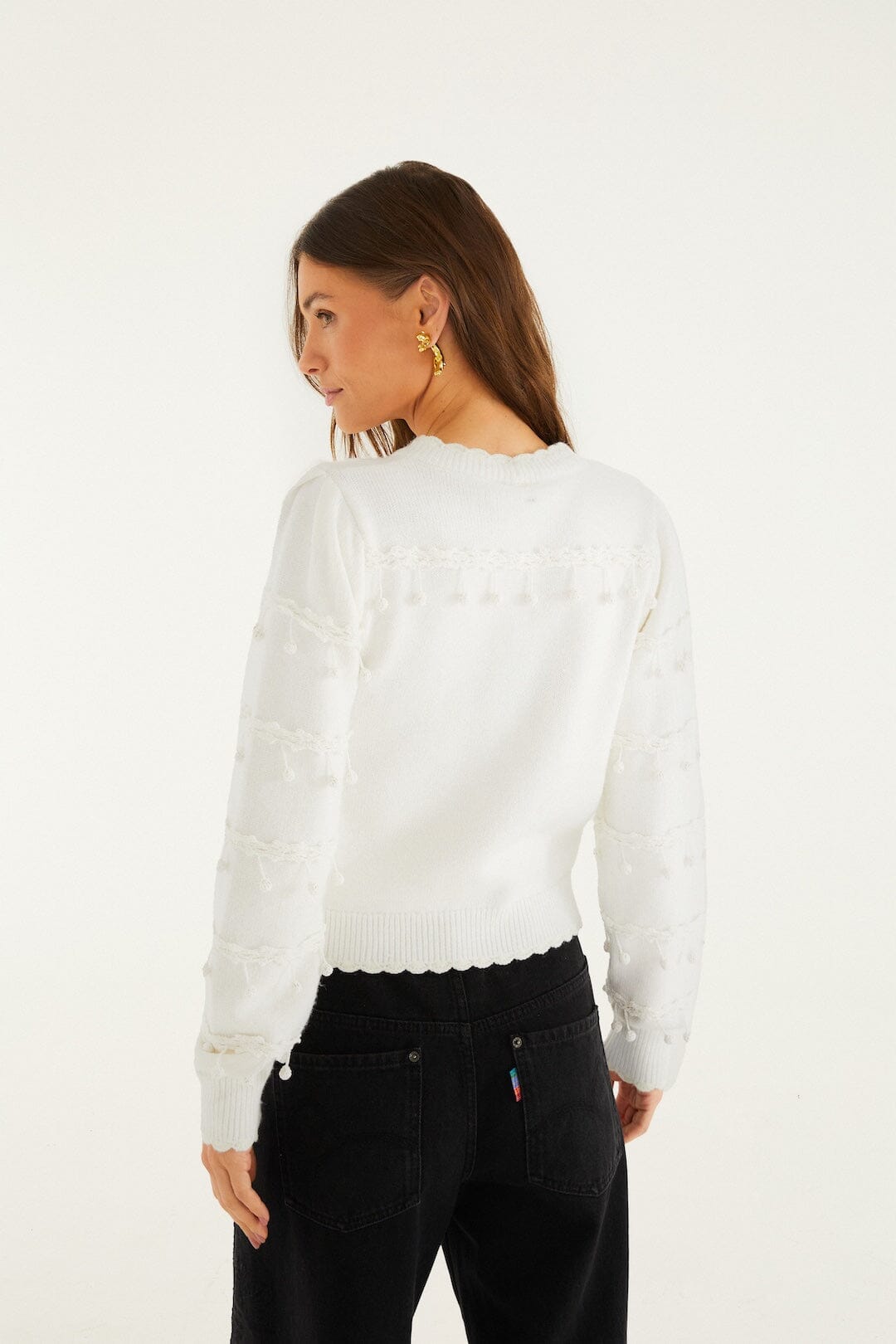 Off-White Strickpullover mit Blasenbesatz