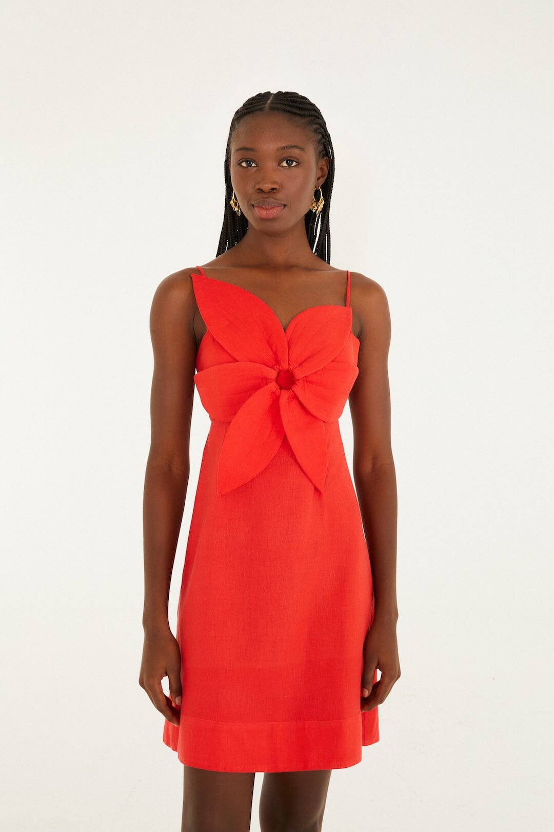 Red 3d Flower Lenzing™ Ecovero™ Euroflax™ Mini Dress