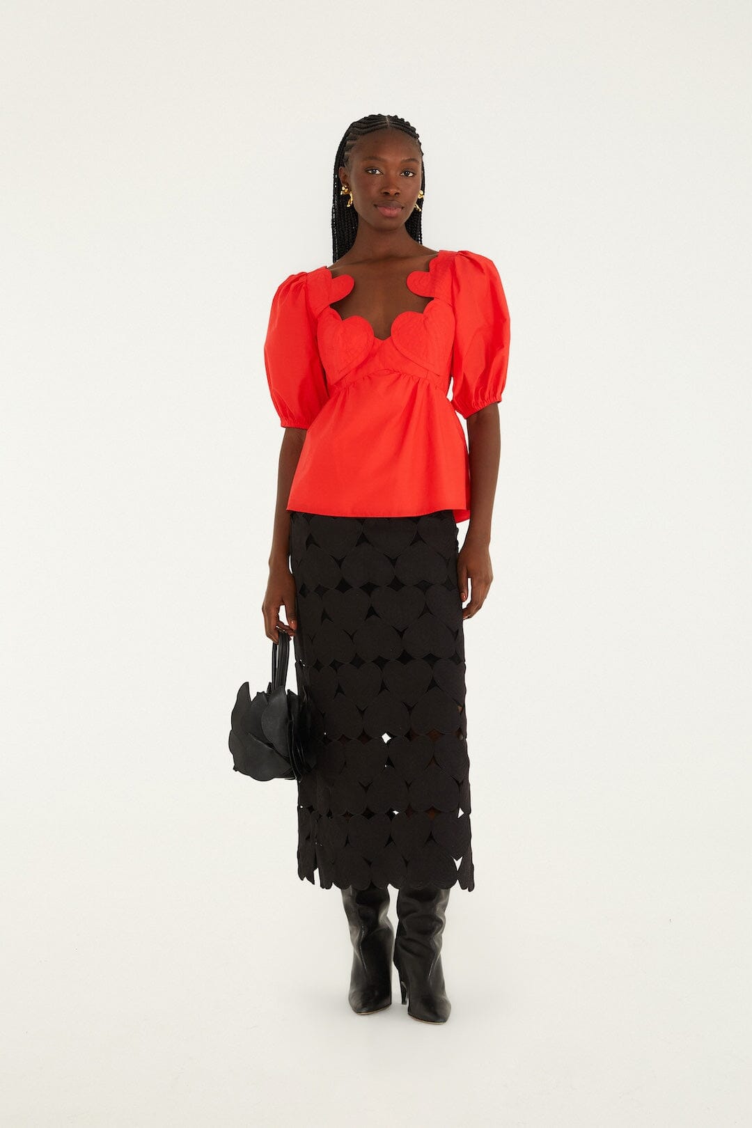 Red Heart Short Sleeve Organic Cotton Blouse