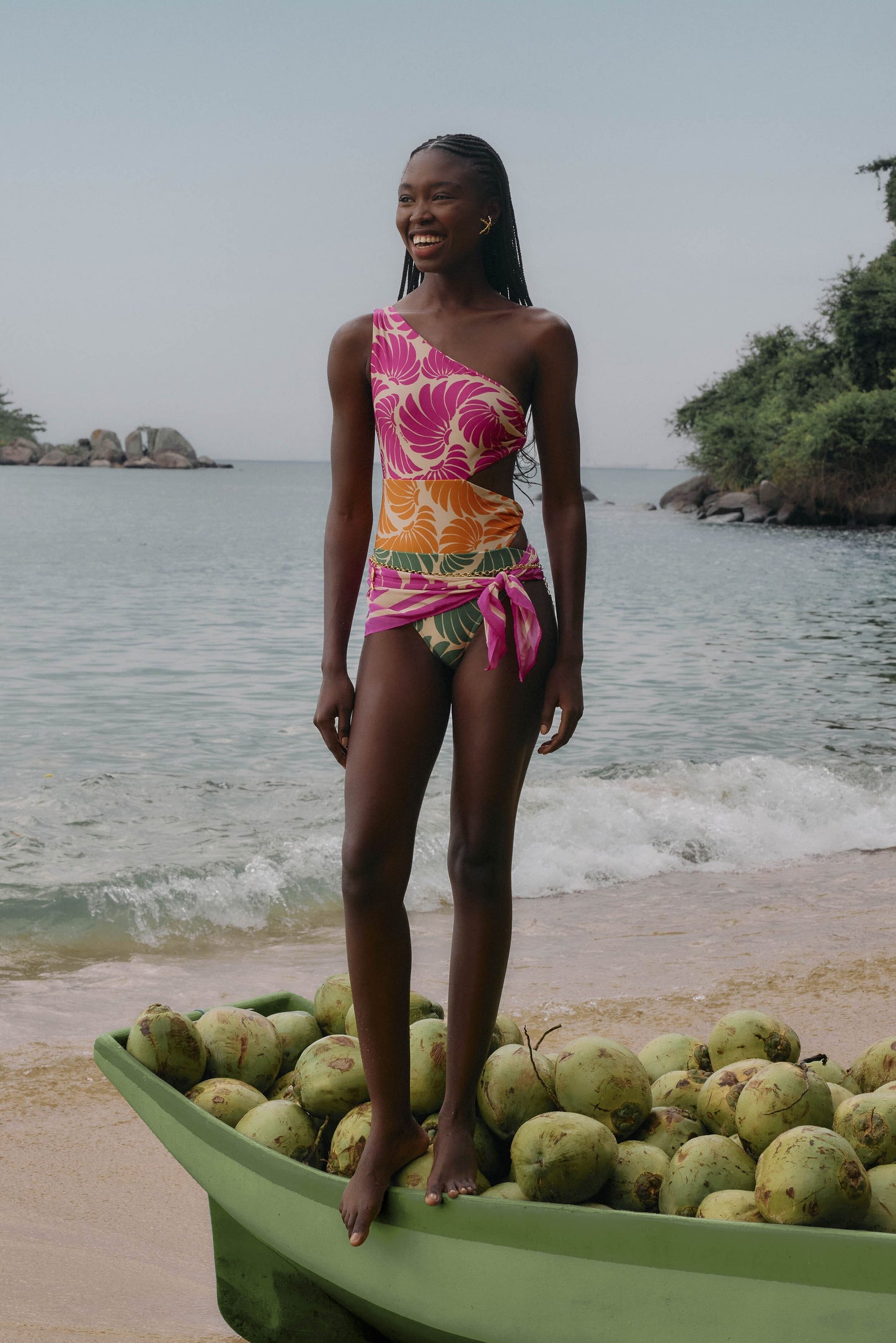 Maillot de bain une pièce à une épaule avec ailes de banane
