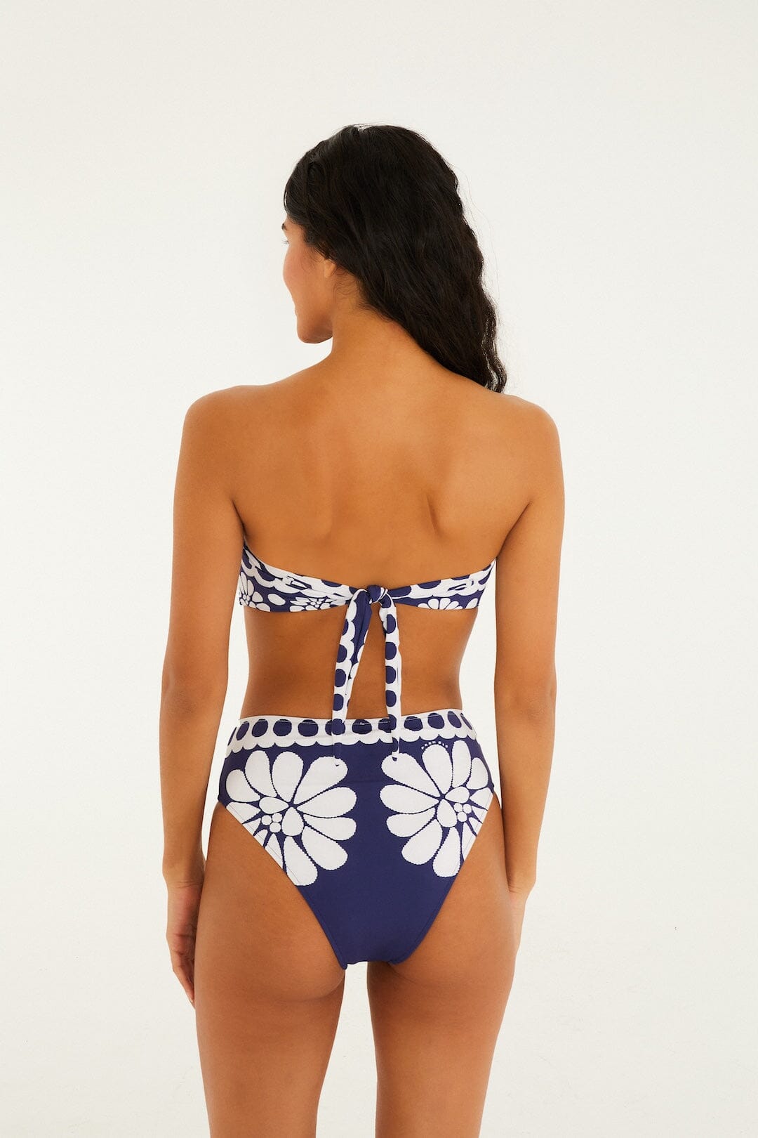 Blue Palermo High Waist Full Bikini Bottom