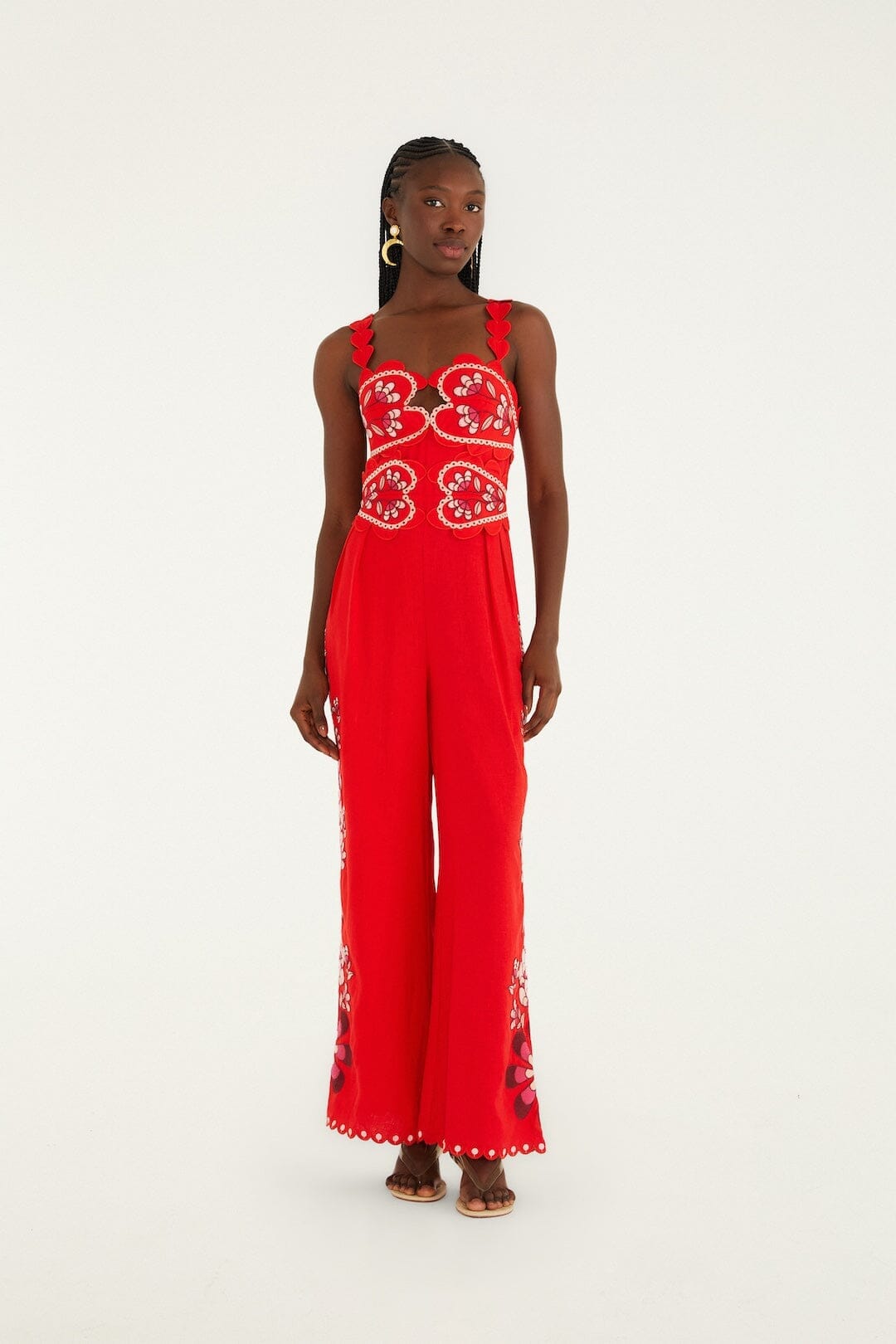 Pink Lovely Pineapples Embroidered Jumpsuit