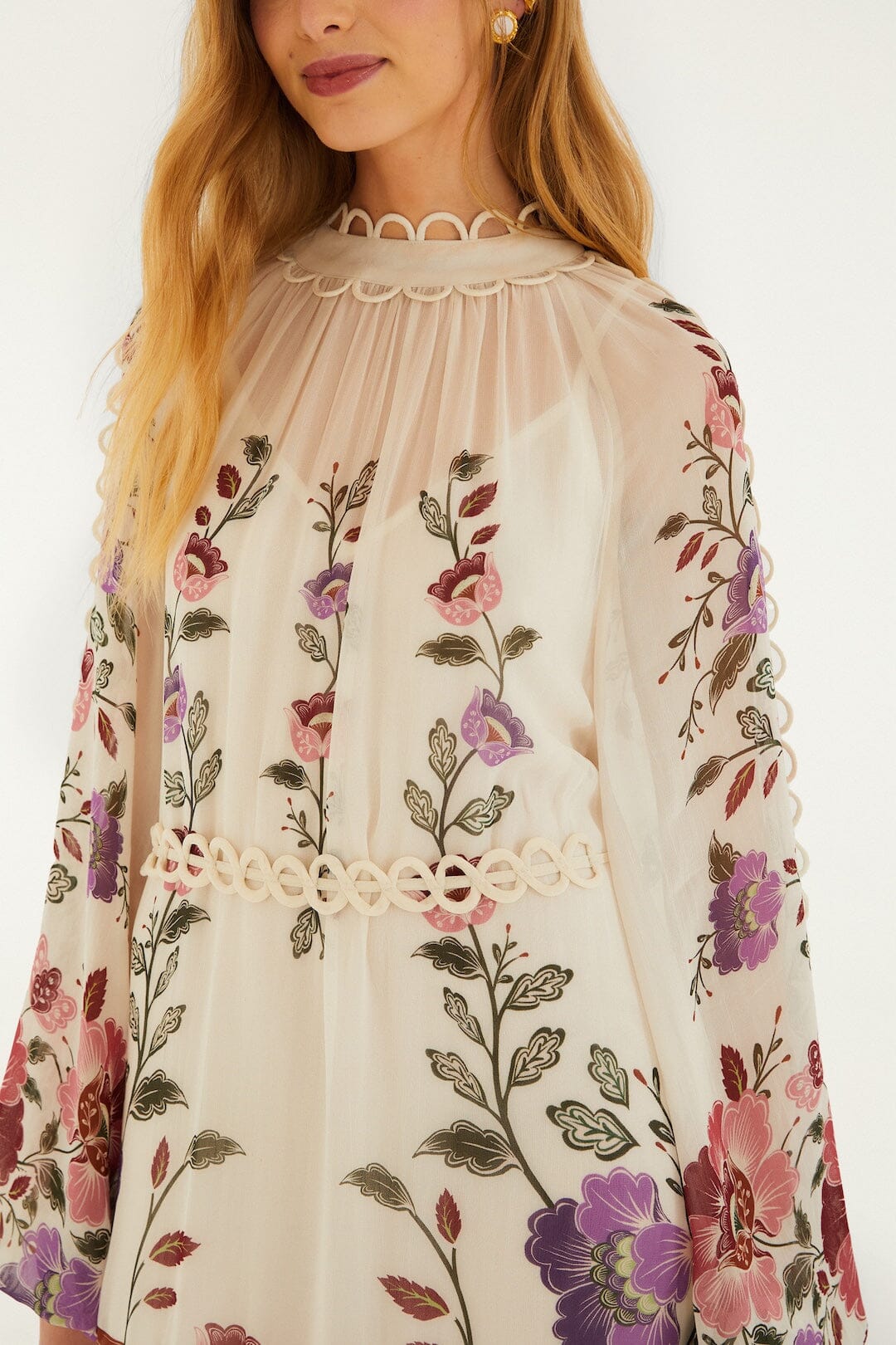 Cream Rococo Flowers Lace Maxi Dress Cream Rococo Flowers Lace Maxi Dress